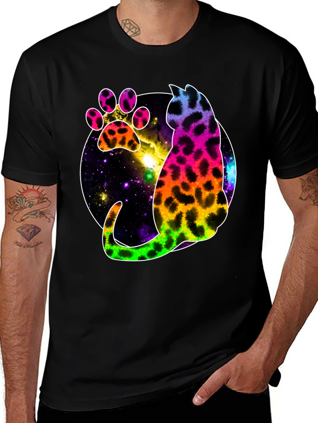 Variant 9 of Galaxy Cat Paw Print T-Shirt - Stylish Unisex Tee