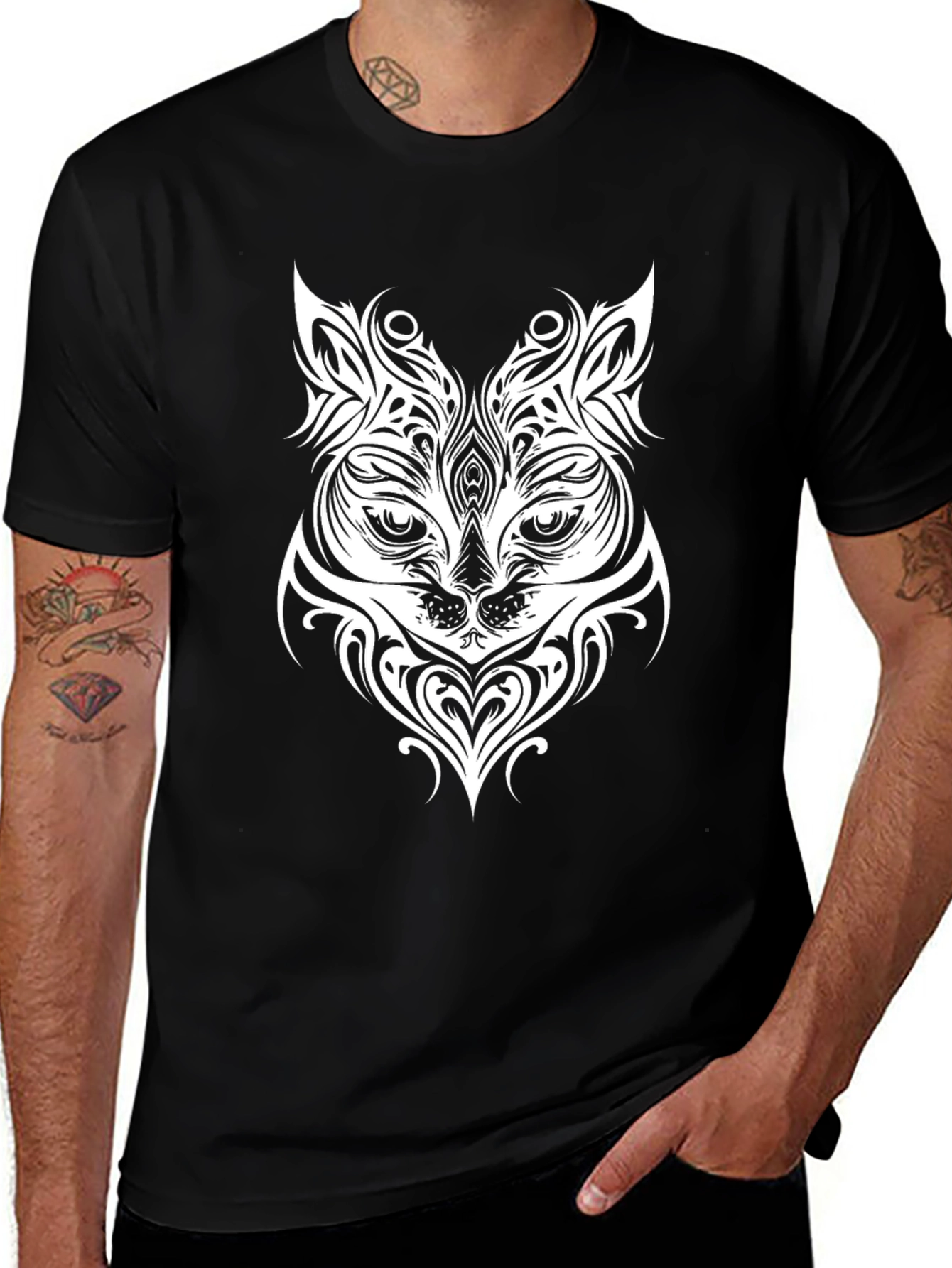 Variant 22 of Tribal Cat Graphic Print T-Shirt