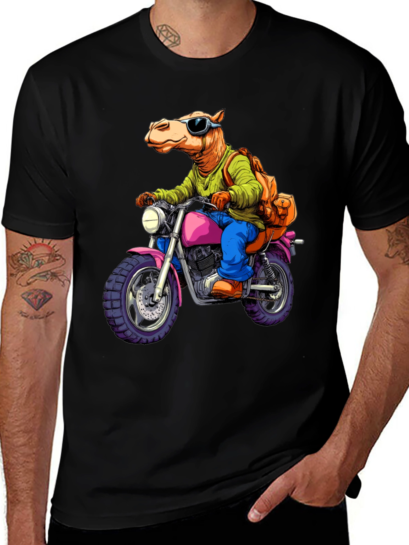 Variant 9 of Camel on Motorcycle T-Shirt