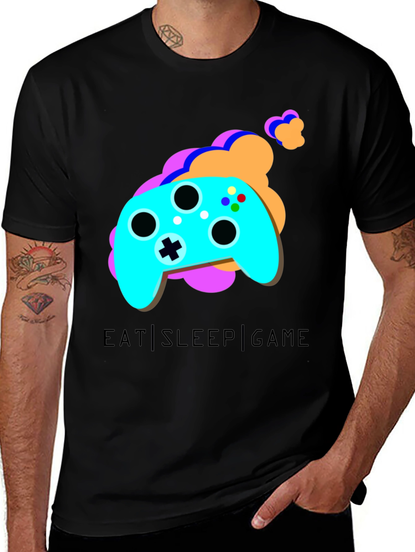 Eat Sleep Game Black T-Shirt