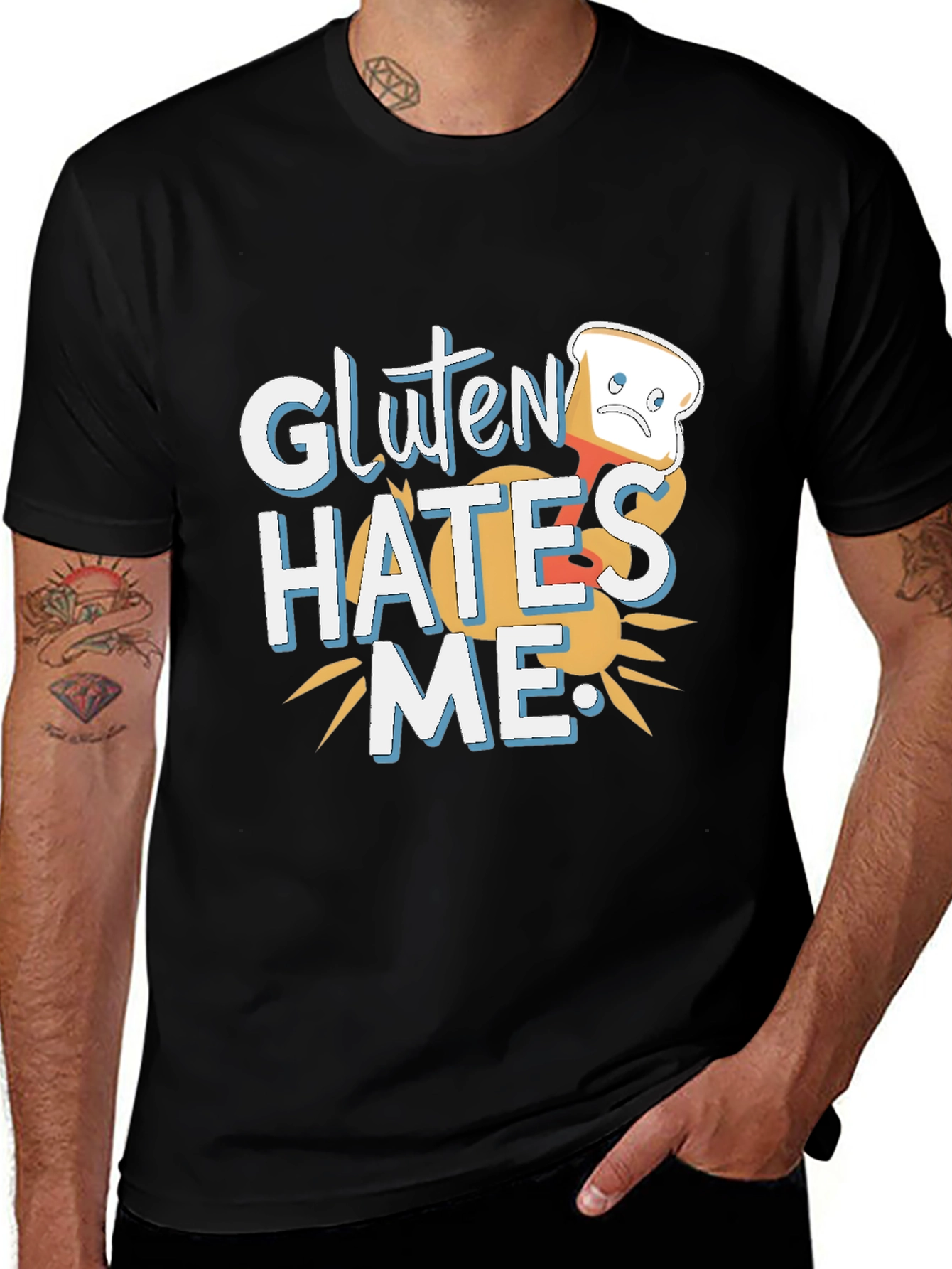 Variant 28 of Gluten Hates Me T-Shirt, Funny Food Allergy Tee