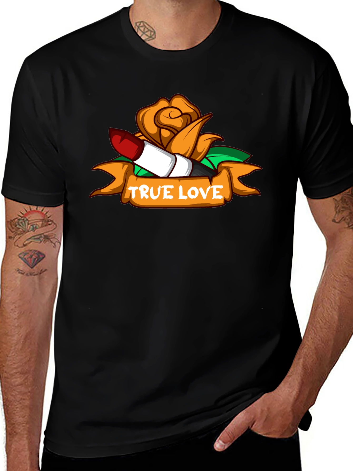 Variant 30 of True Love Lipstick Rose Graphic Black T-Shirt