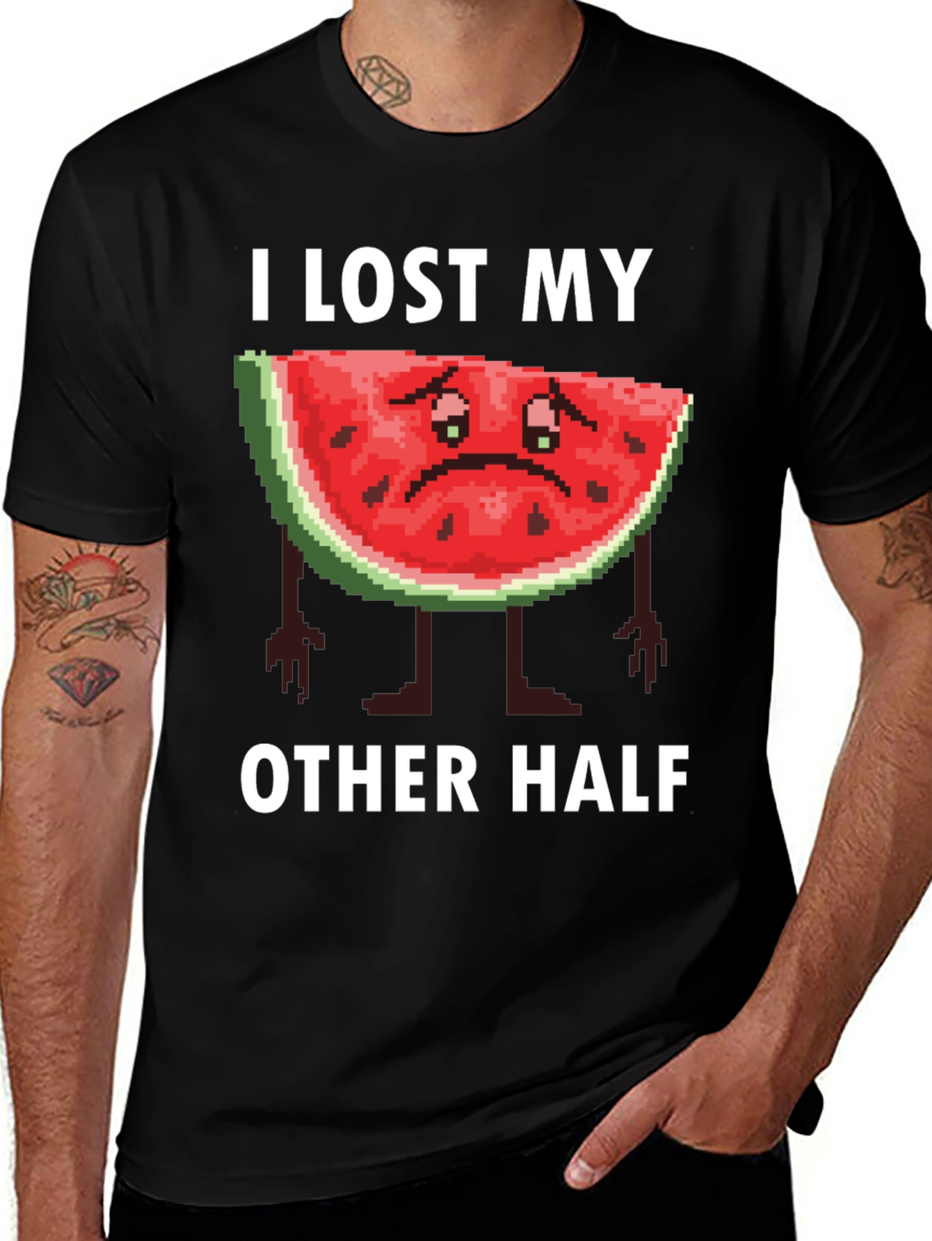 Variant 23 of Funny Watermelon Graphic T-Shirt - I Lost My Other Half