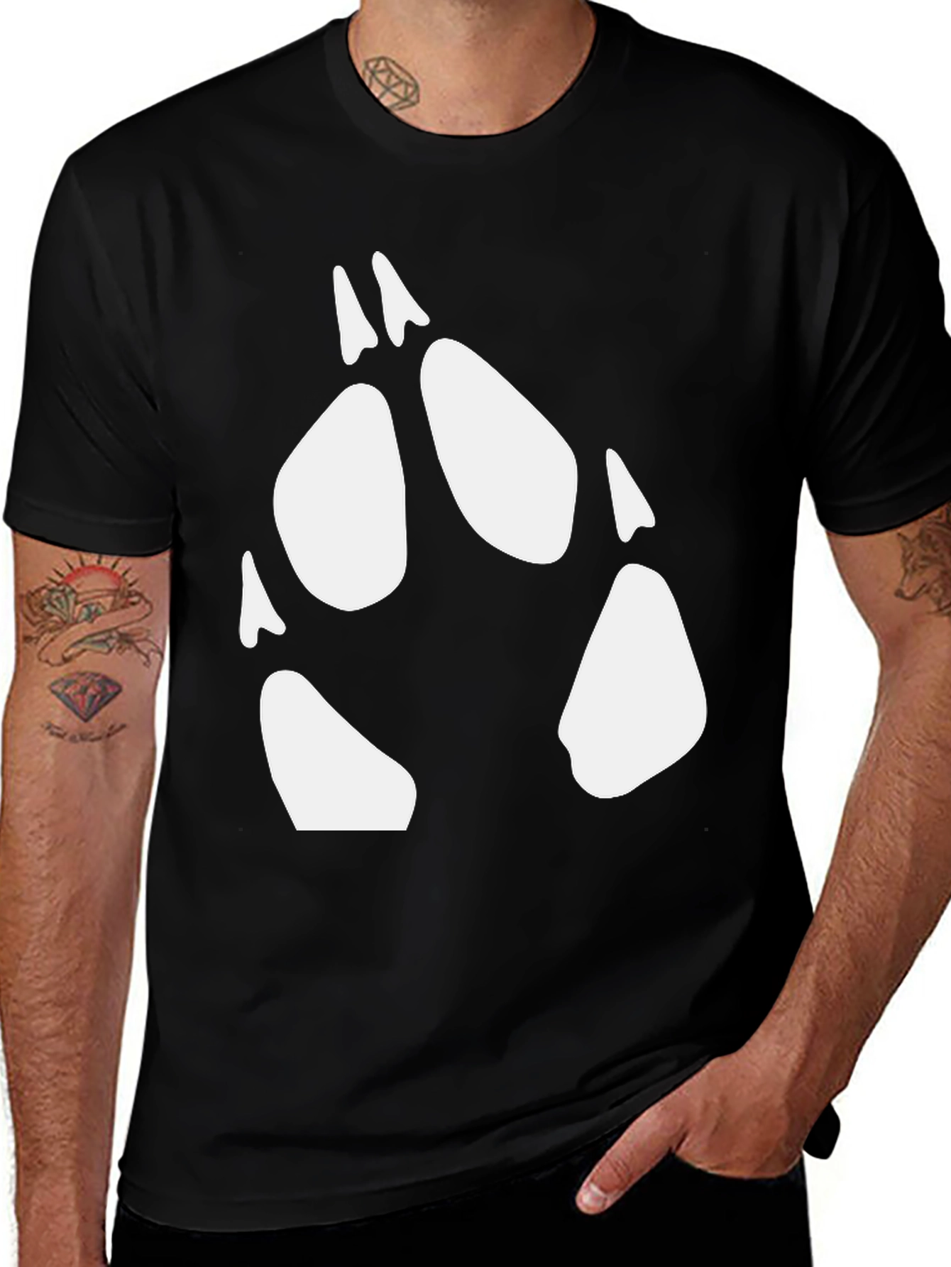 Variant 18 of Wolf Paw Print T-Shirt - Animal Lover Tee