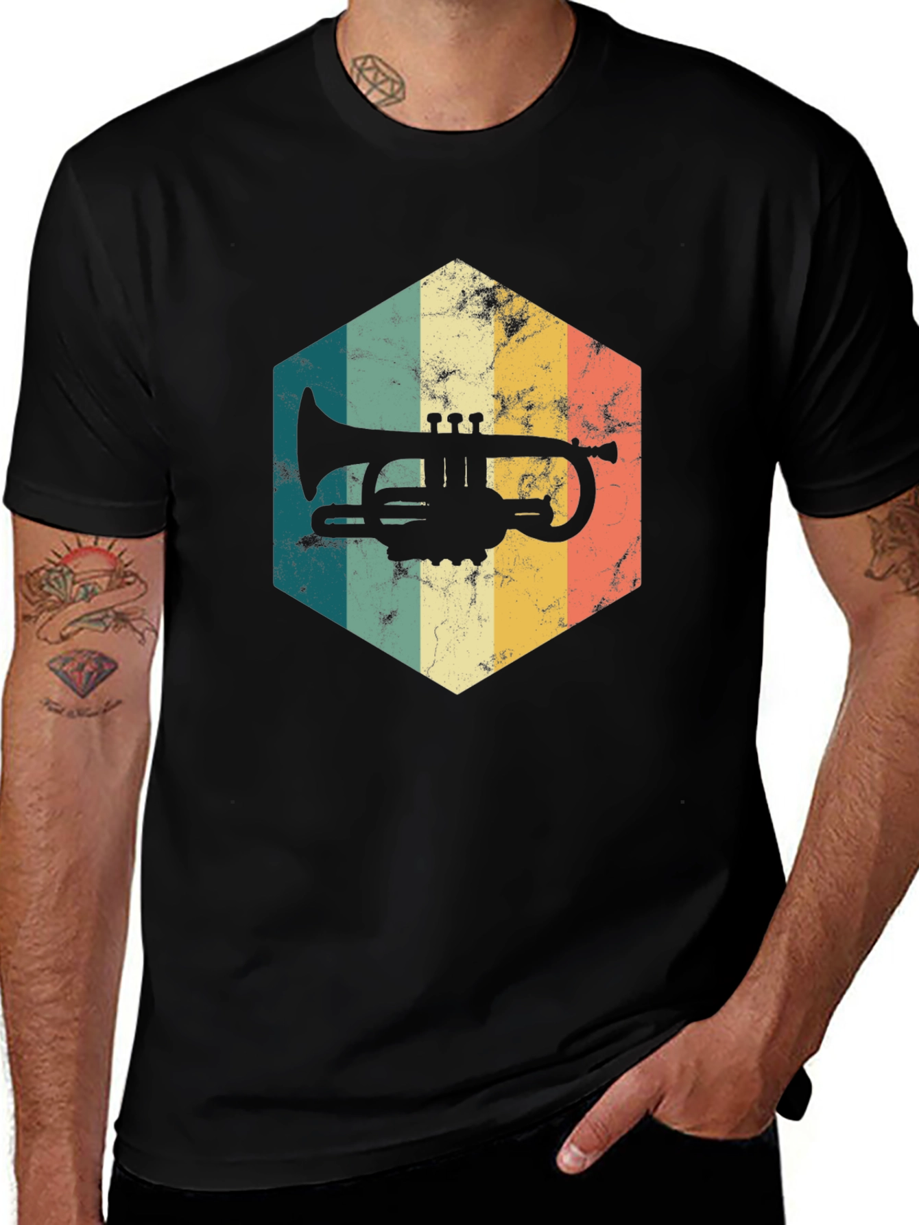 Variant 25 of Retro Trumpet Graphic Tee - Vintage Style Music Shirt