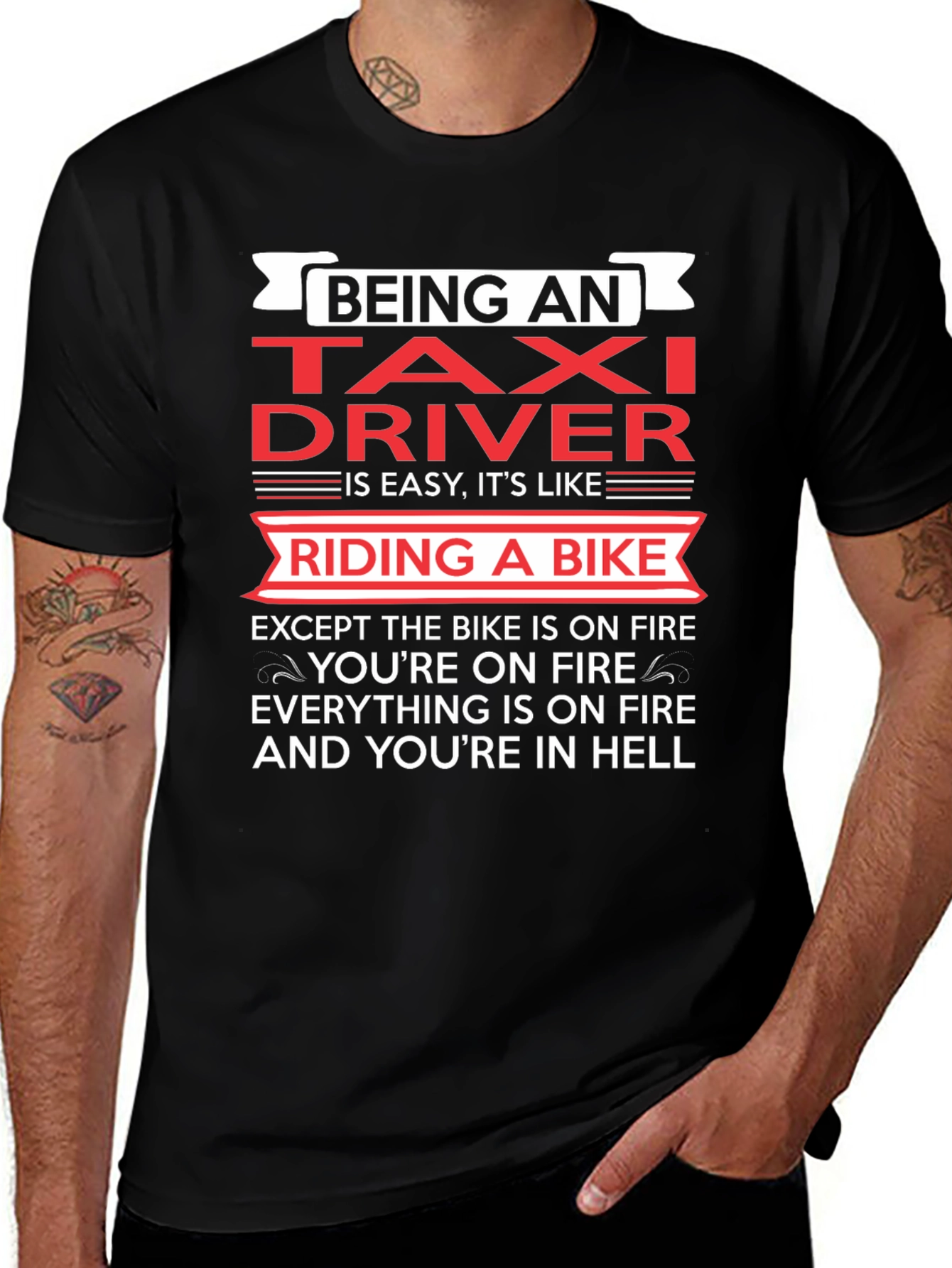 Variant 3 of Taxi Driver Funny T-Shirt - Riding A Bike in Hell