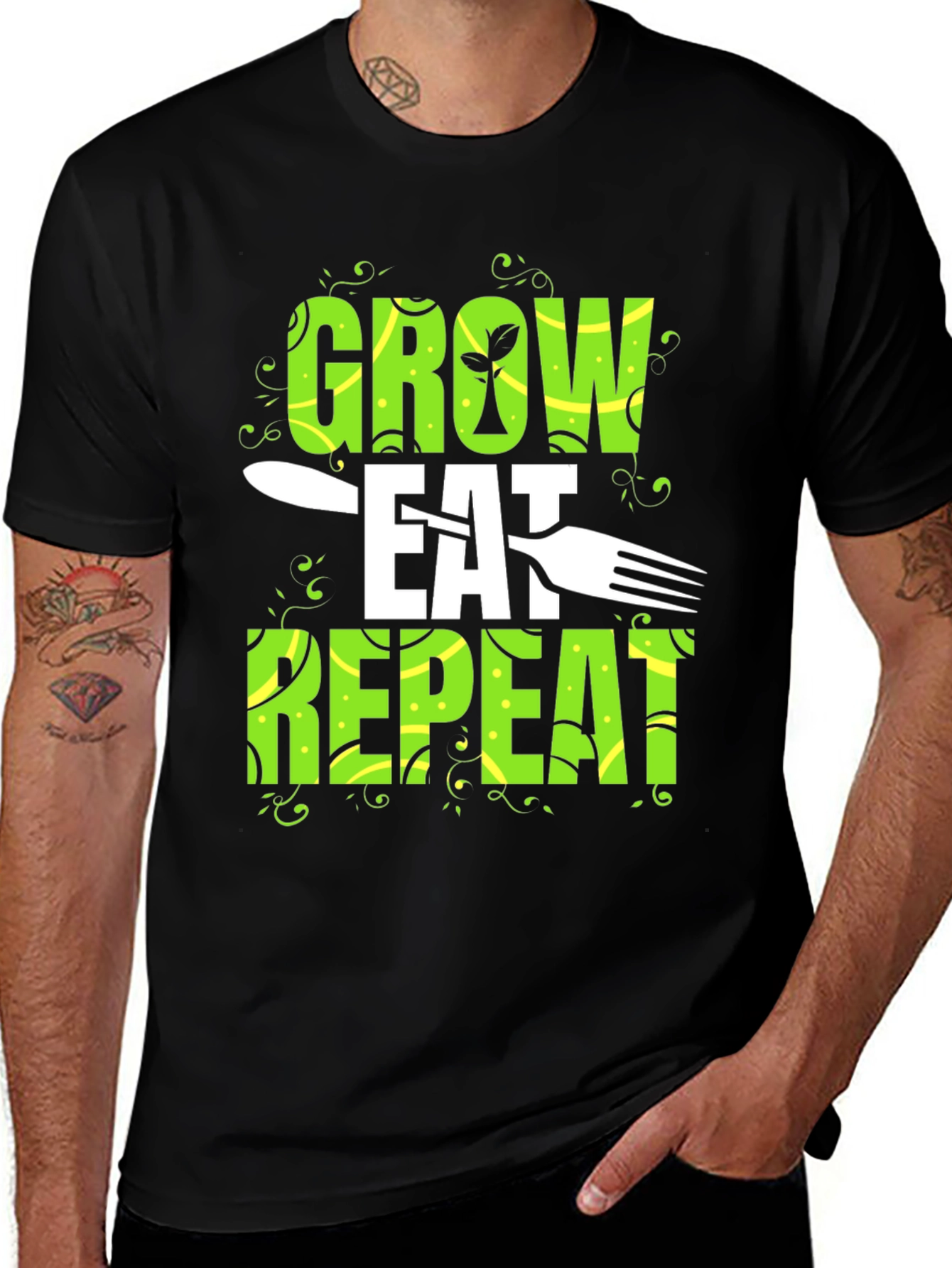 Variant 30 of Grow Eat Repeat Graphic Tee - Garden & Food Lover's T-Shirt