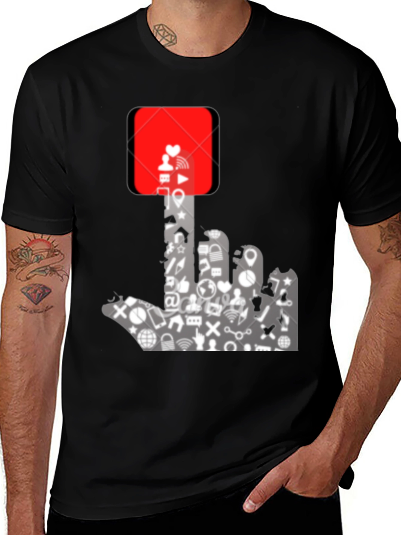 Social Media Hand Gesture Graphic T-Shirt