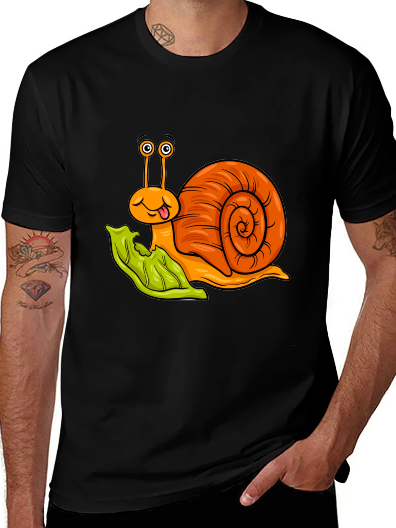Variant 23 of Cartoon Snail Graphic Tee - Black
