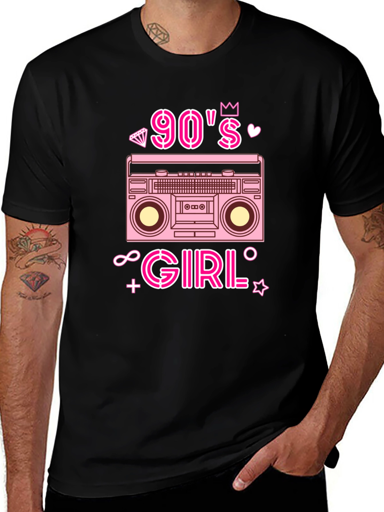 Variant 25 of 90s Girl Retro Boombox Graphic Tee - Black T-Shirt