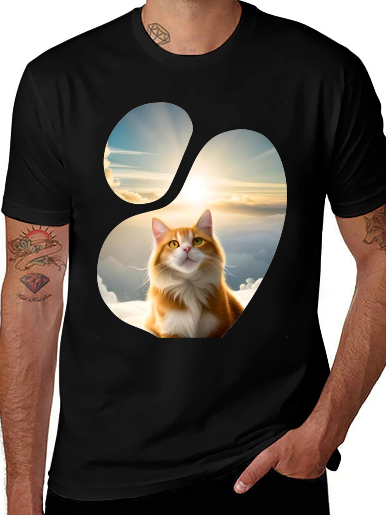Variant 15 of Cat in the Sky T-Shirt - Unique Graphic Tee