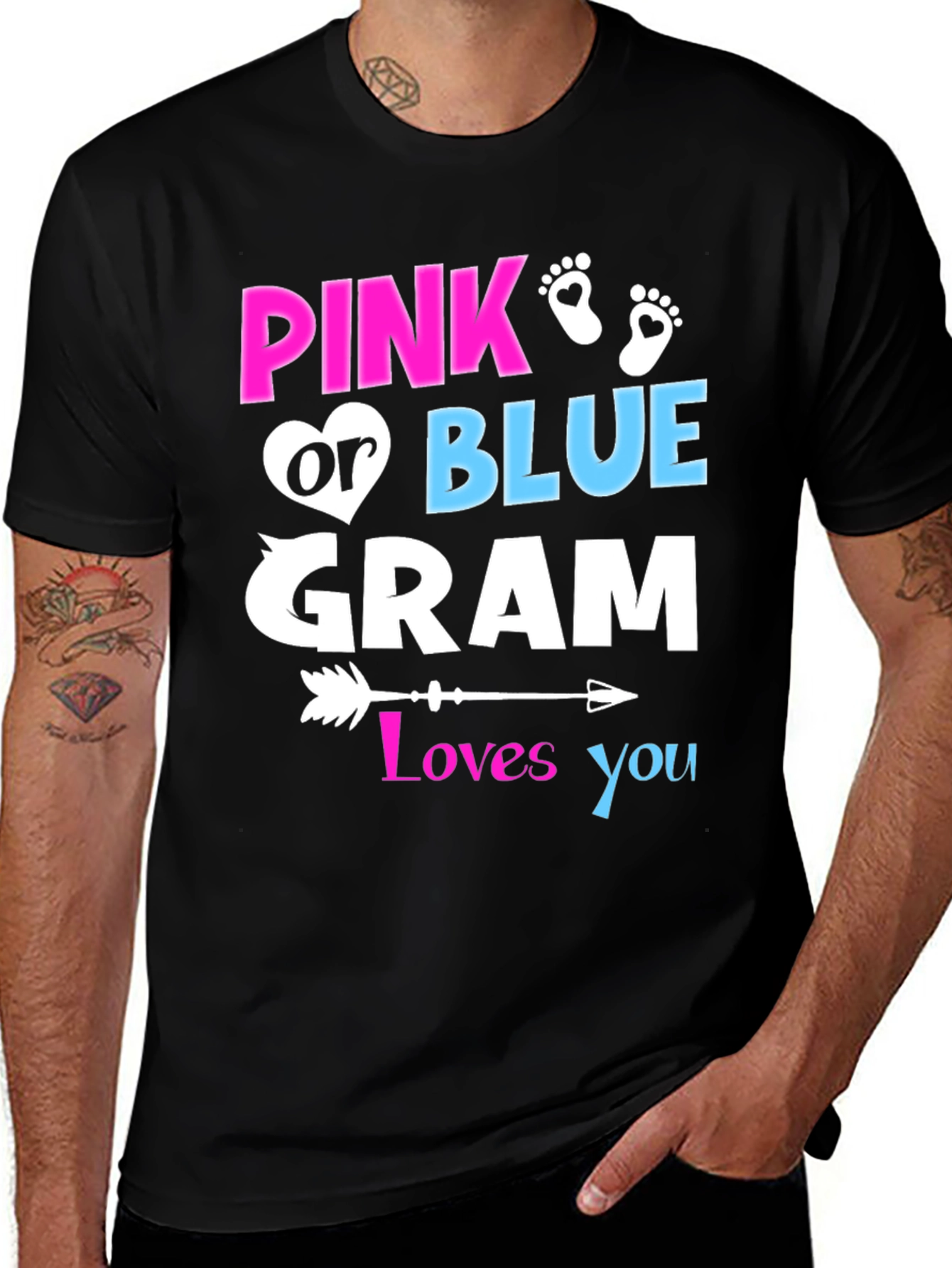 Variant 17 of Pink or Blue Gram Loves You Gender Reveal T-Shirt