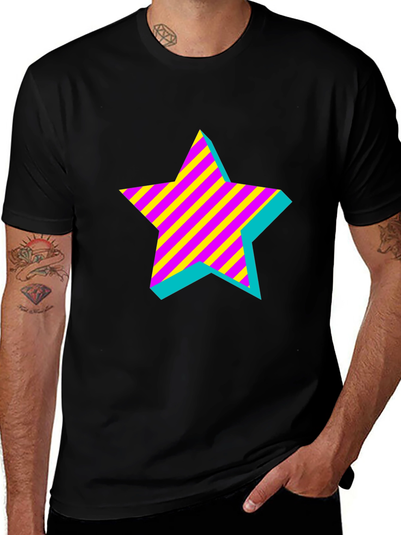 Variant 16 of Retro Star Graphic Black T-Shirt