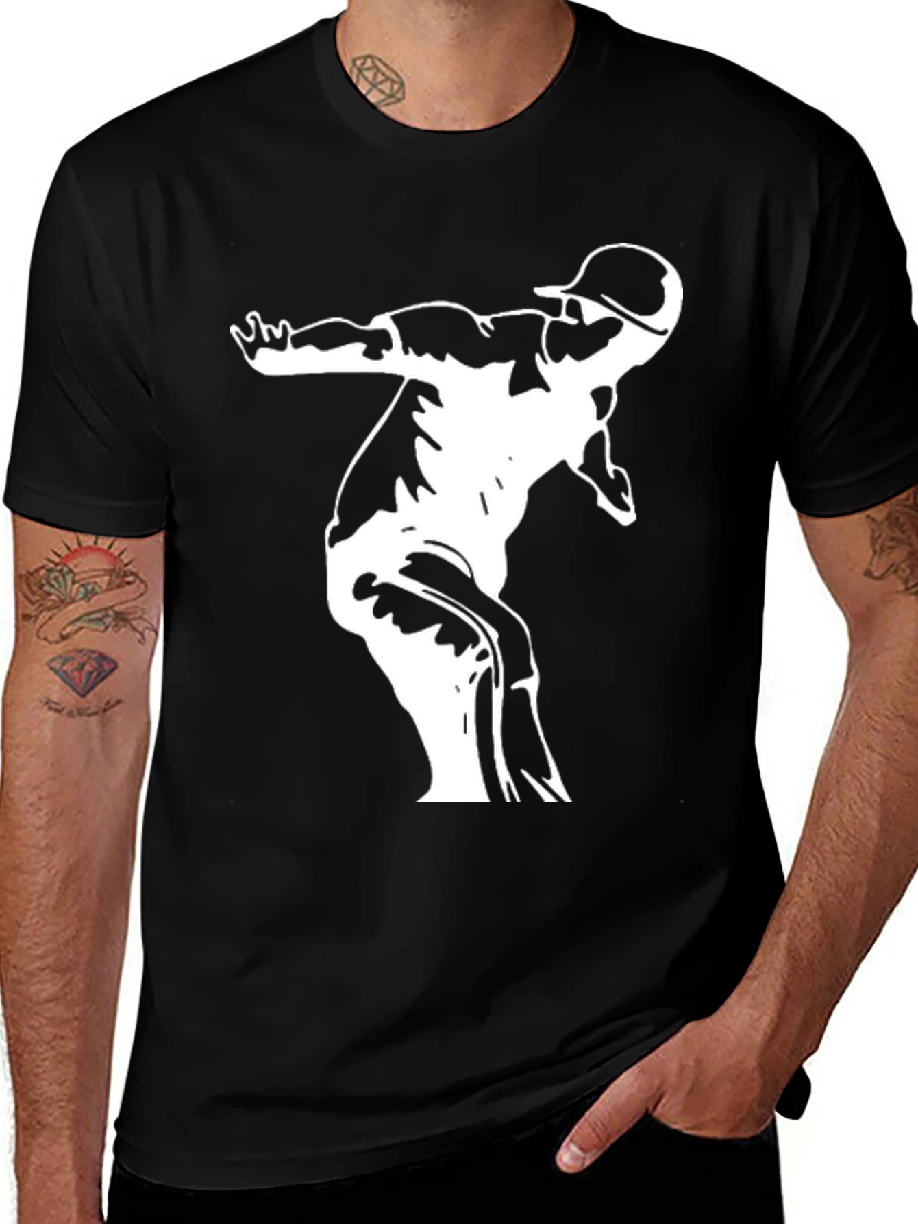 Variant 16 of Baseball Player Silhouette Black T-Shirt