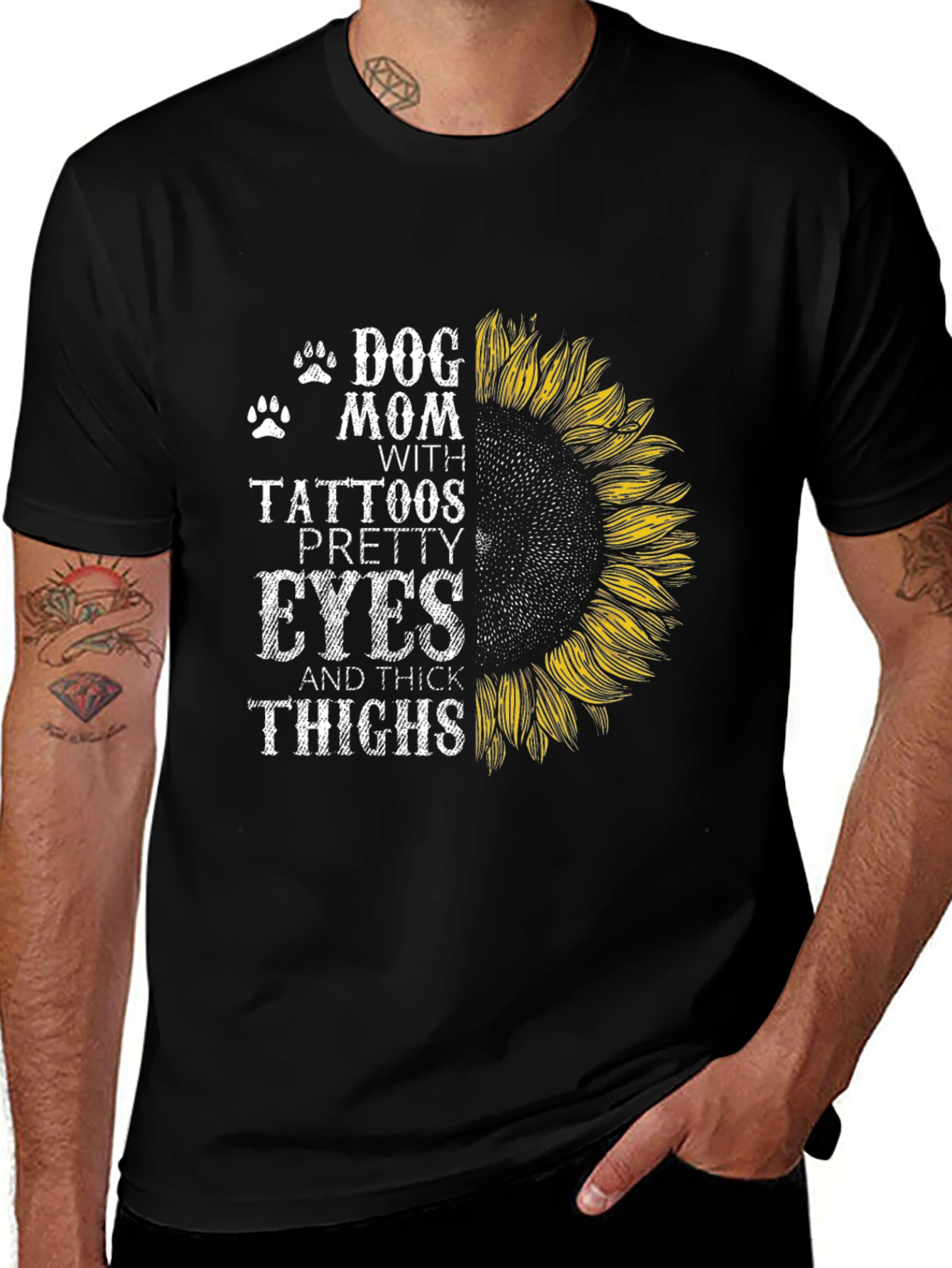 Variant 7 of Dog Mom Tattoo Sunflower Graphic T-Shirt
