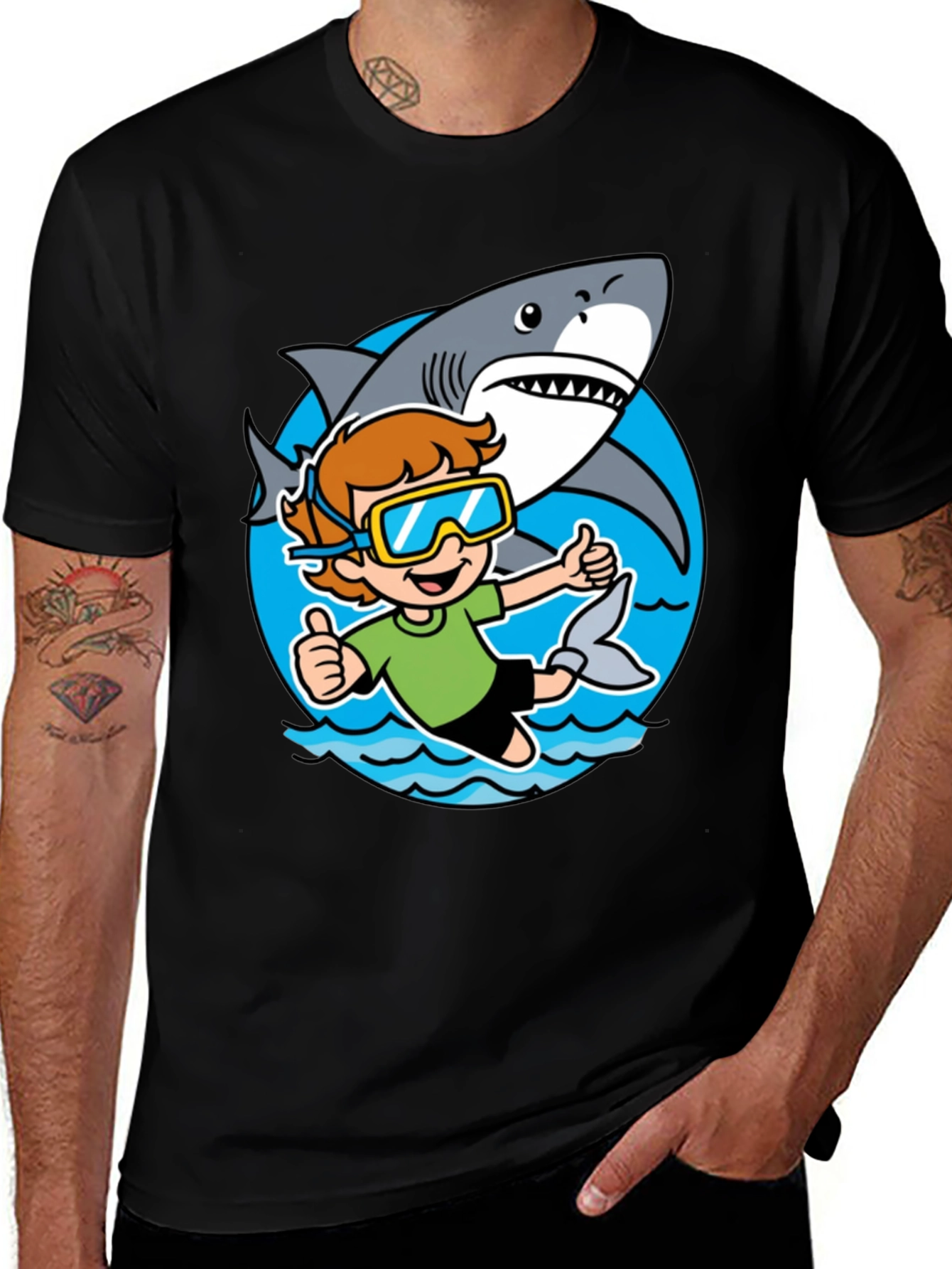 Variant 26 of Shark Diver Graphic Tee