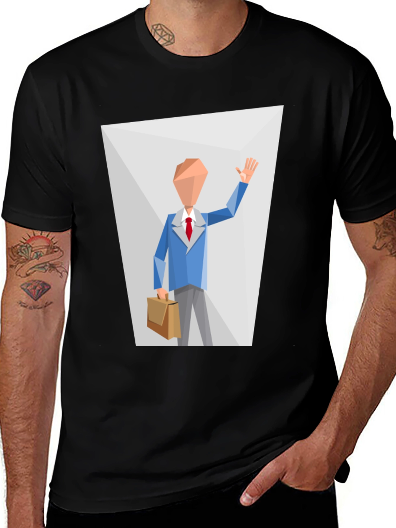 Variant 10 of Geometric Business Man Black T-Shirt