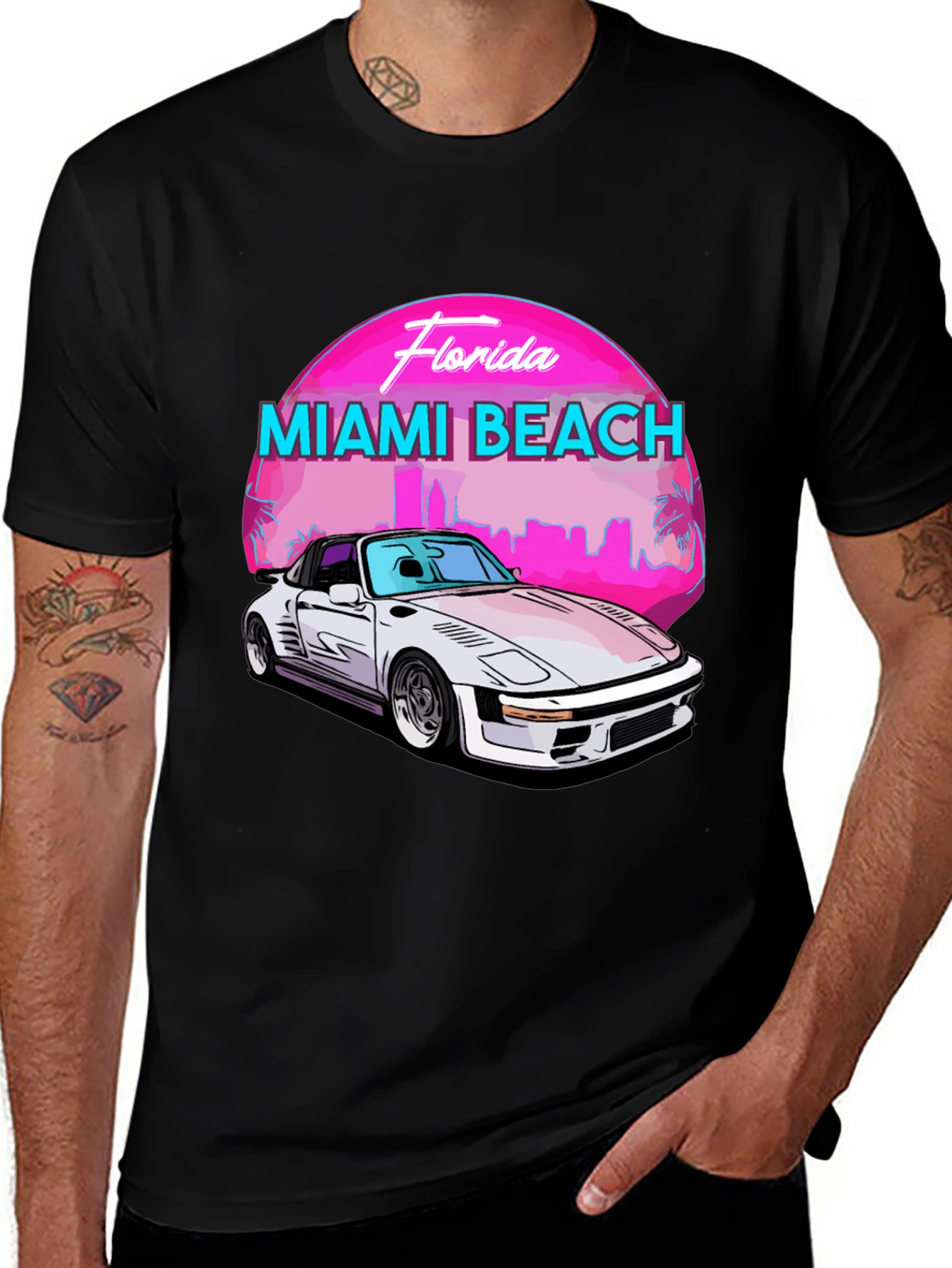 Variant 24 of Miami Beach Florida T-Shirt - Retro Car Design