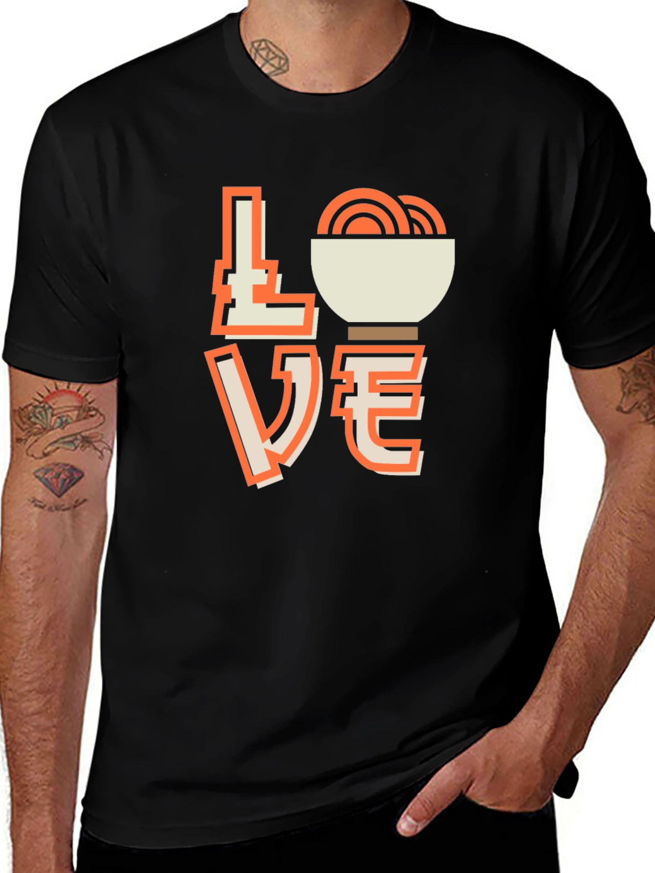 Variant 17 of Love Noodles Black Graphic T-Shirt