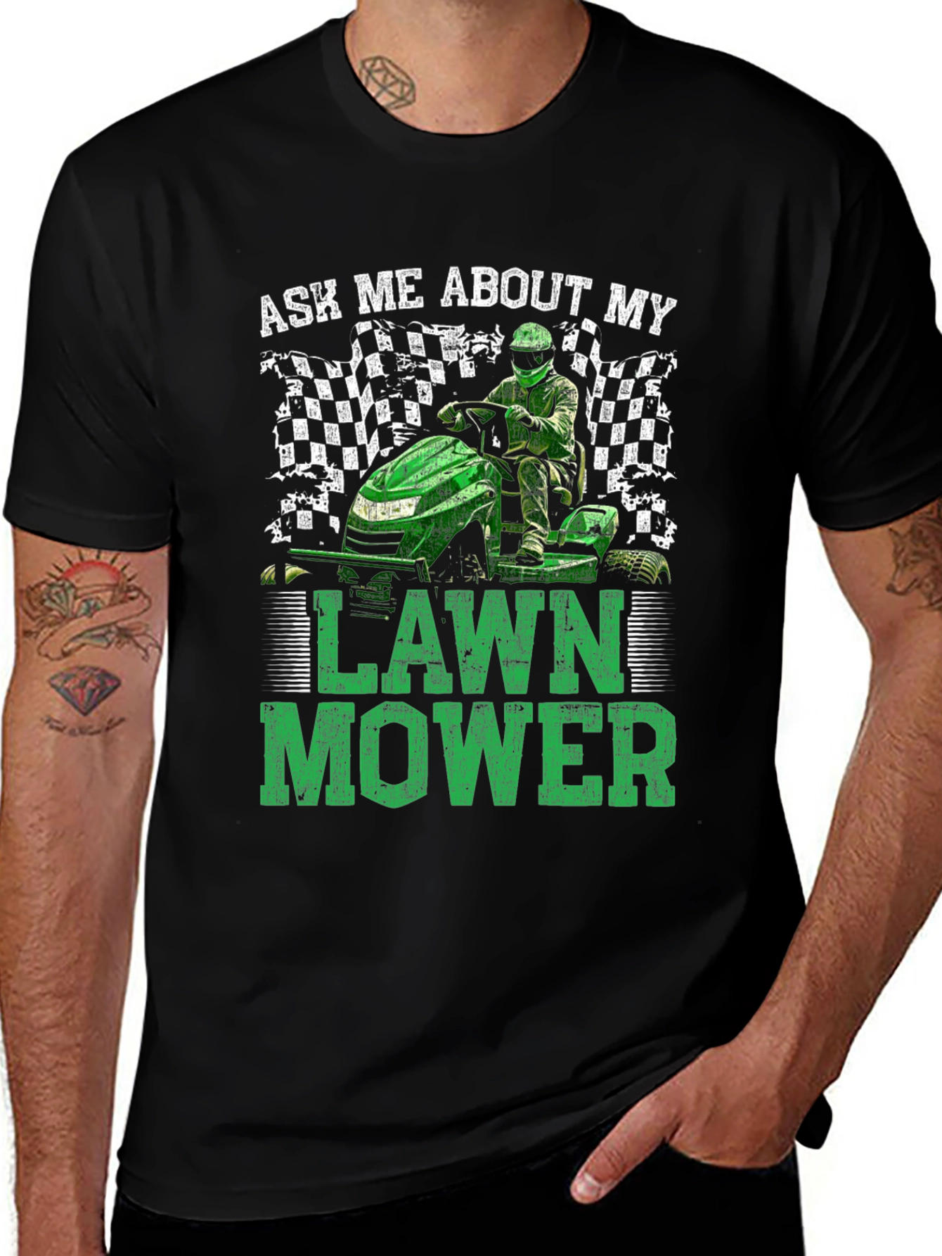 Variant 8 of Ask Me About My Lawn Mower Black T-Shirt