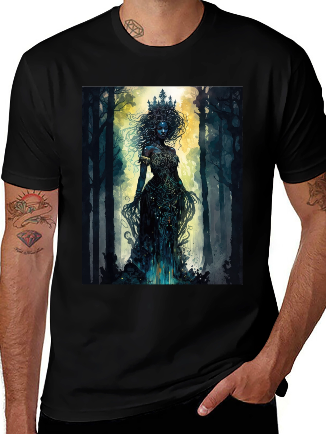 Variant 24 of Mystic Forest Queen Graphic Tee - Black