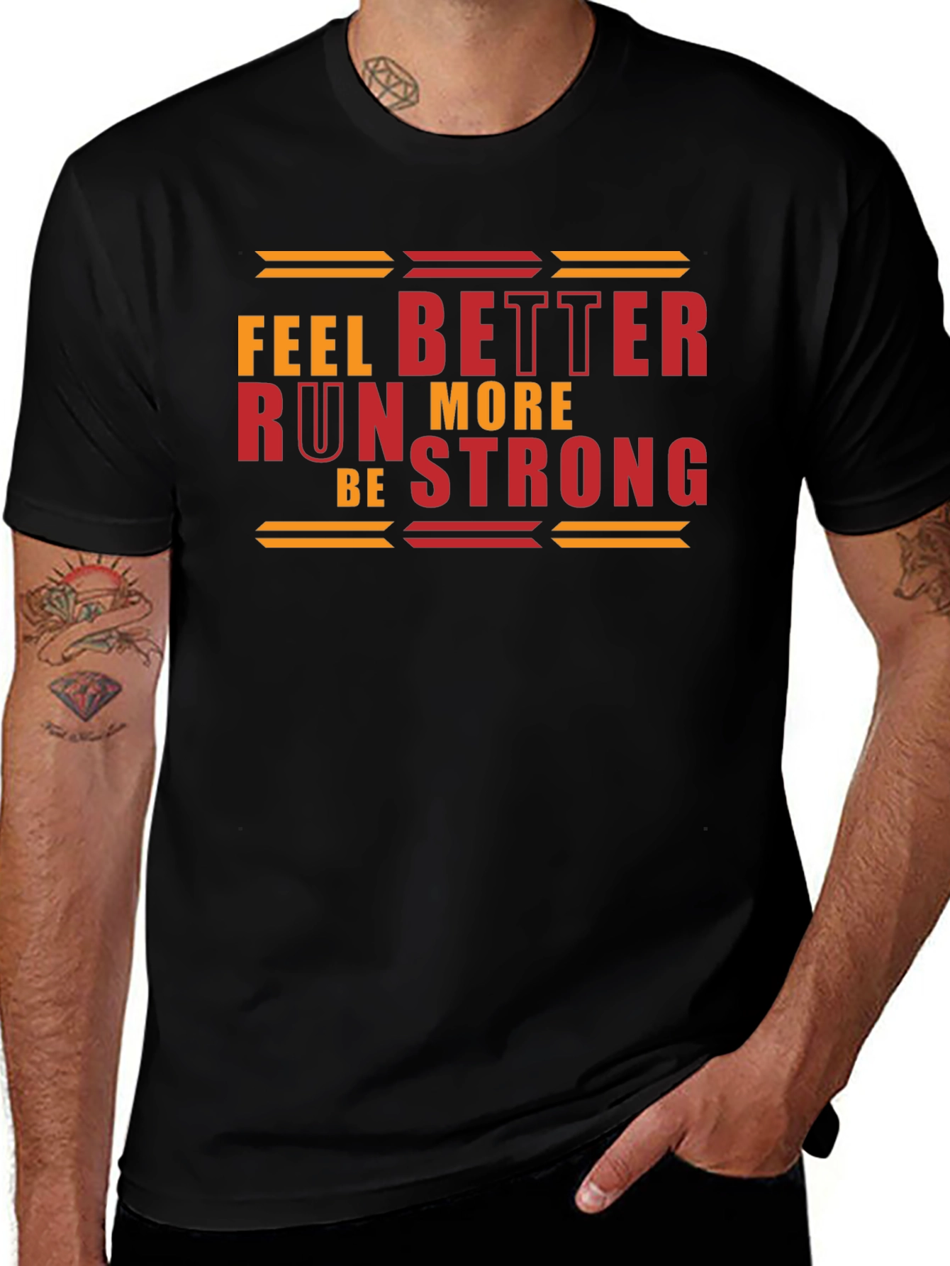 Variant 21 of Feel Better Run More Be Strong Black T-Shirt