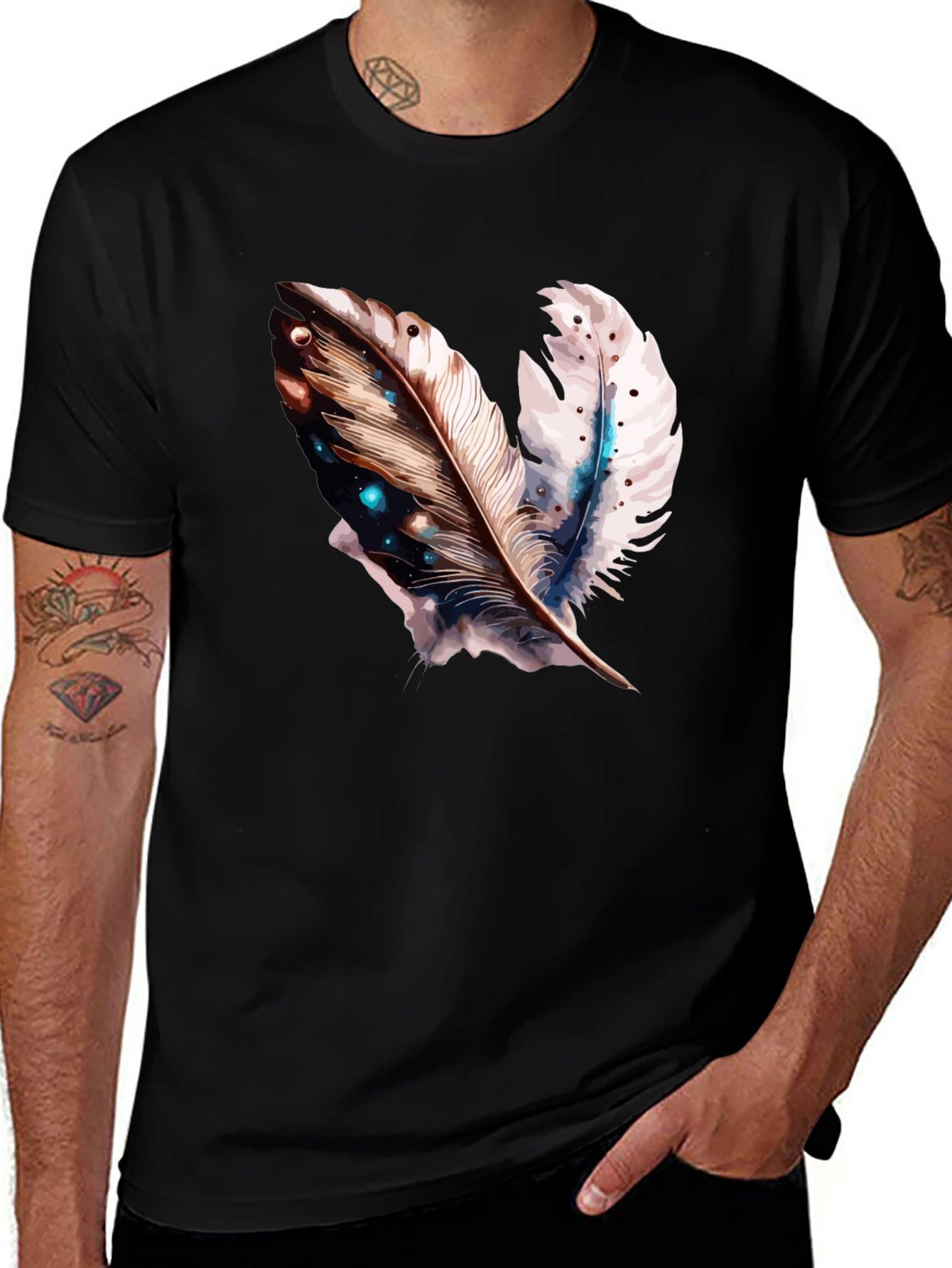 Variant 10 of Feather Graphic Black T-Shirt
