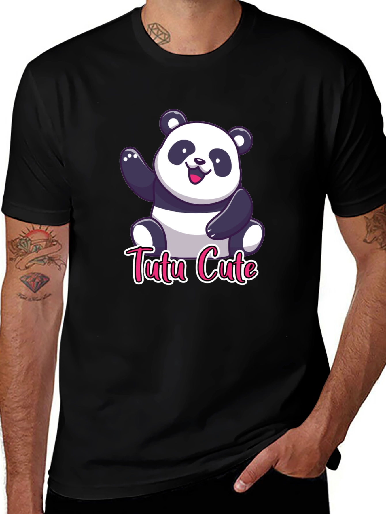 Variant 24 of Cute Panda Bear T-Shirt - "Tutu Cute" Black Tee