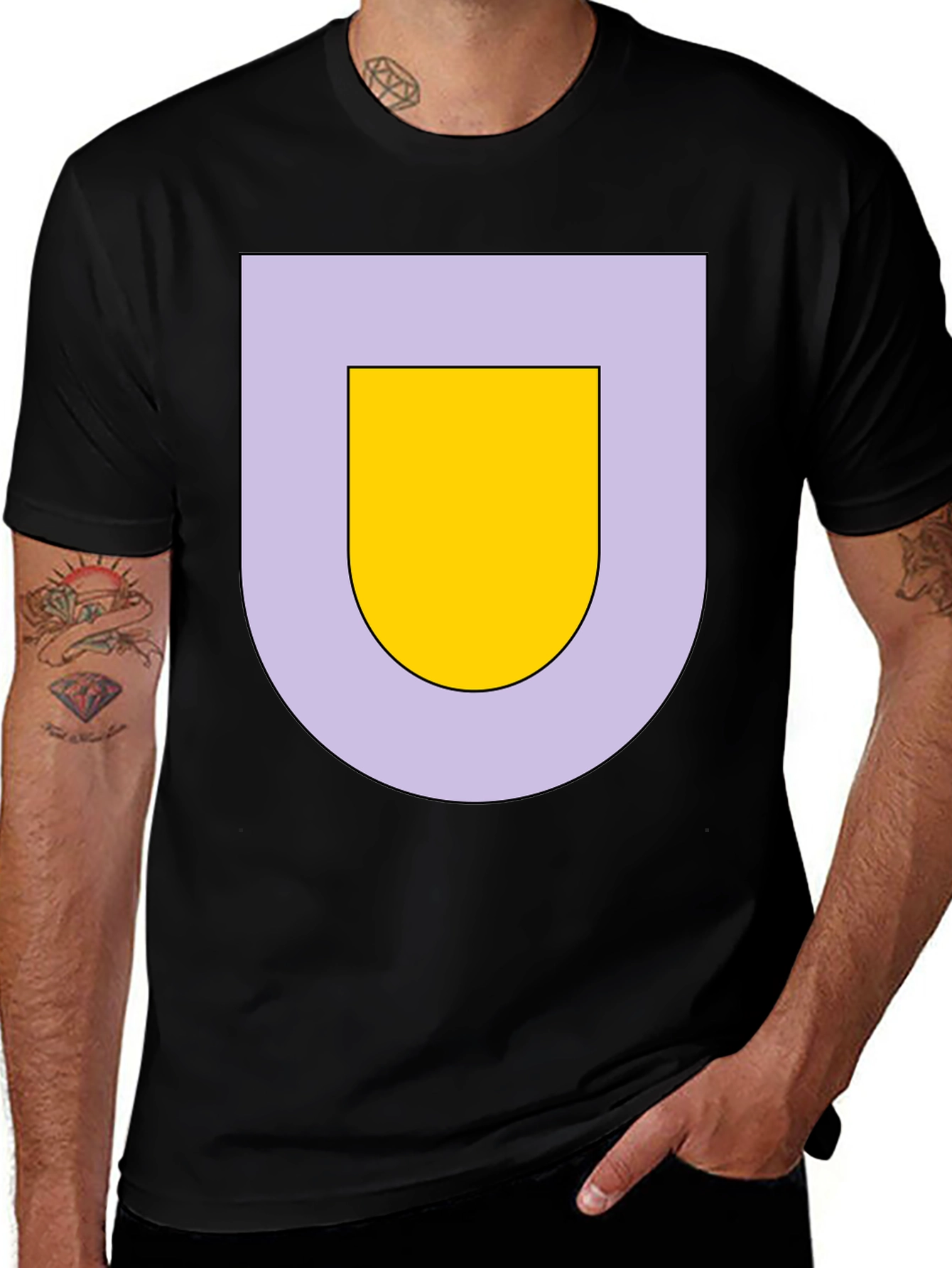 Variant 19 of Unique Graphic Tee - Shield Design, Soft Cotton Blend