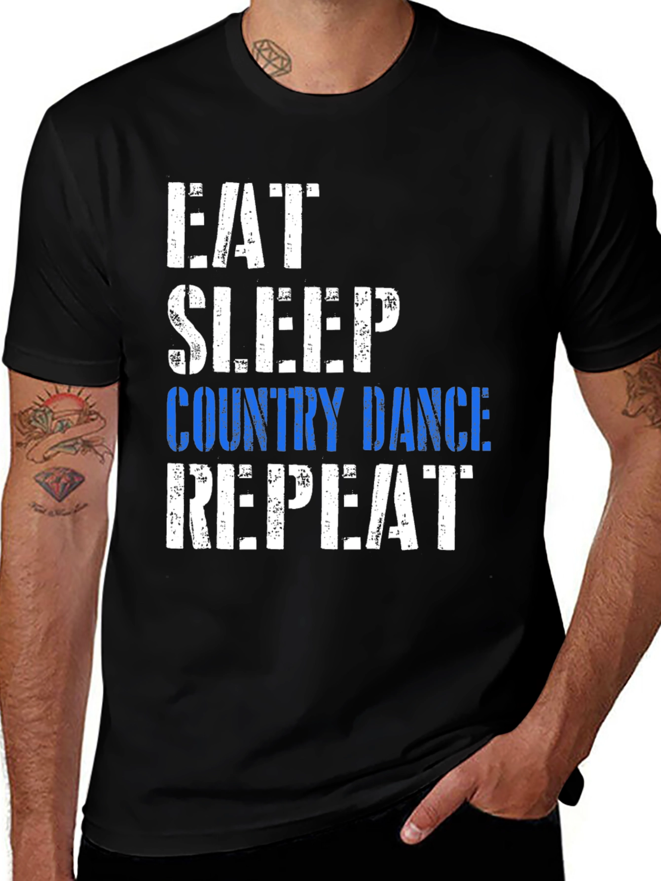 Black Eat Sleep Country Dance Repeat Graphic T-Shirt main image