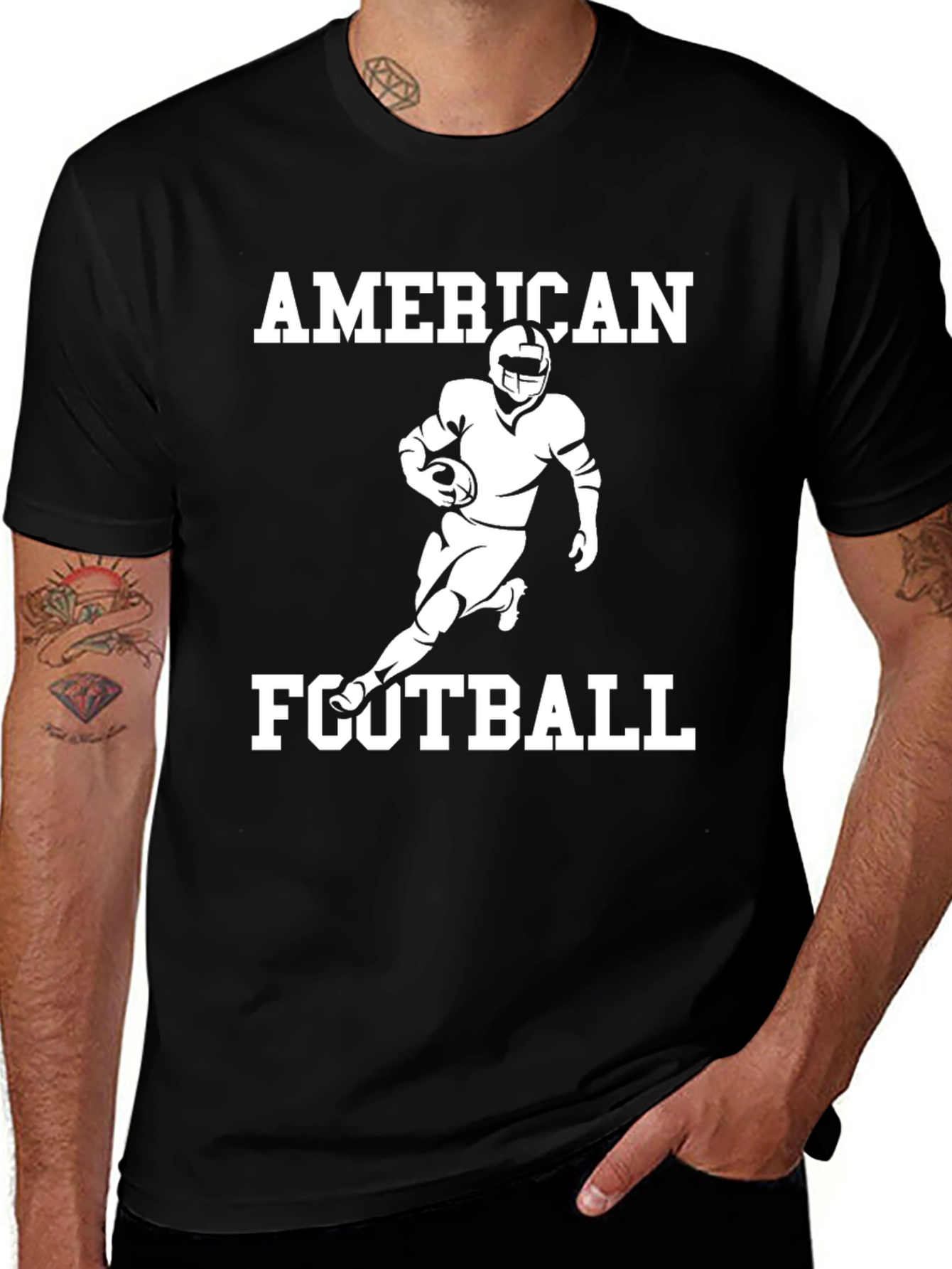 Variant 21 of American Football Graphic Tee - Black Cotton T-Shirt