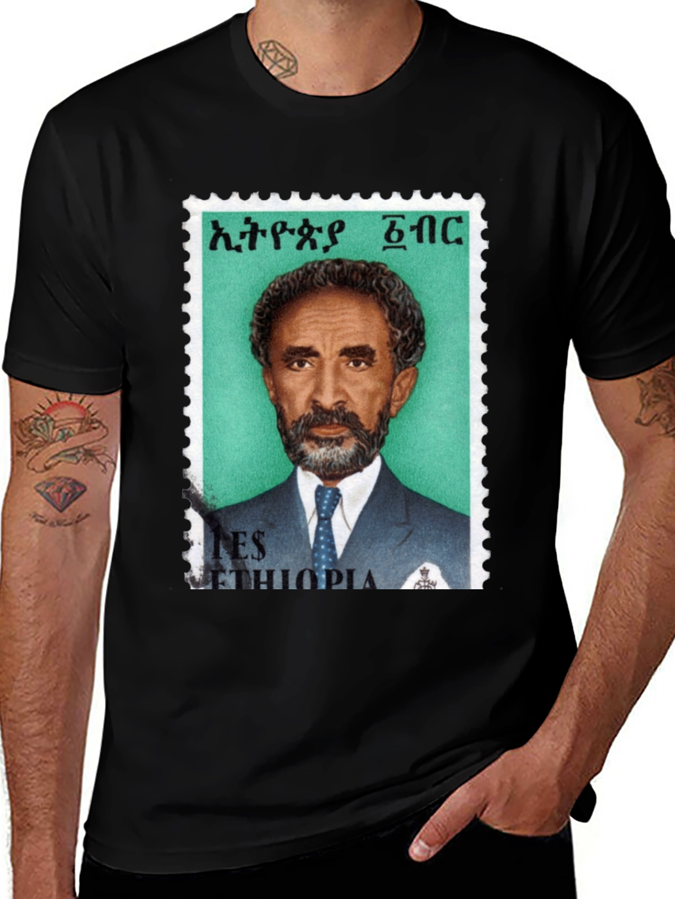 Haile Selassie Stamp Tee - Rastafarian T-Shirt