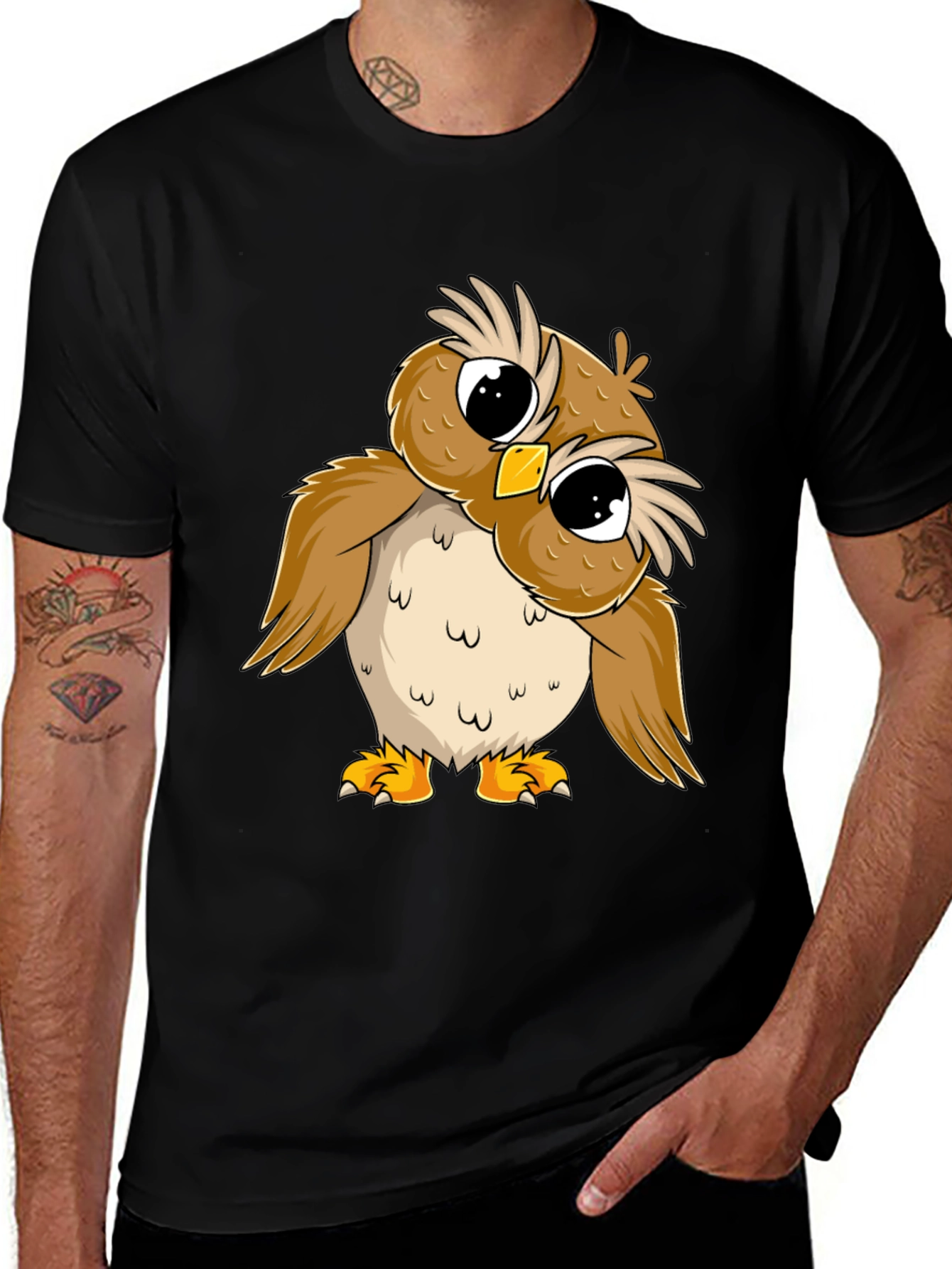 Variant 21 of Owl Graphic Black T-Shirt