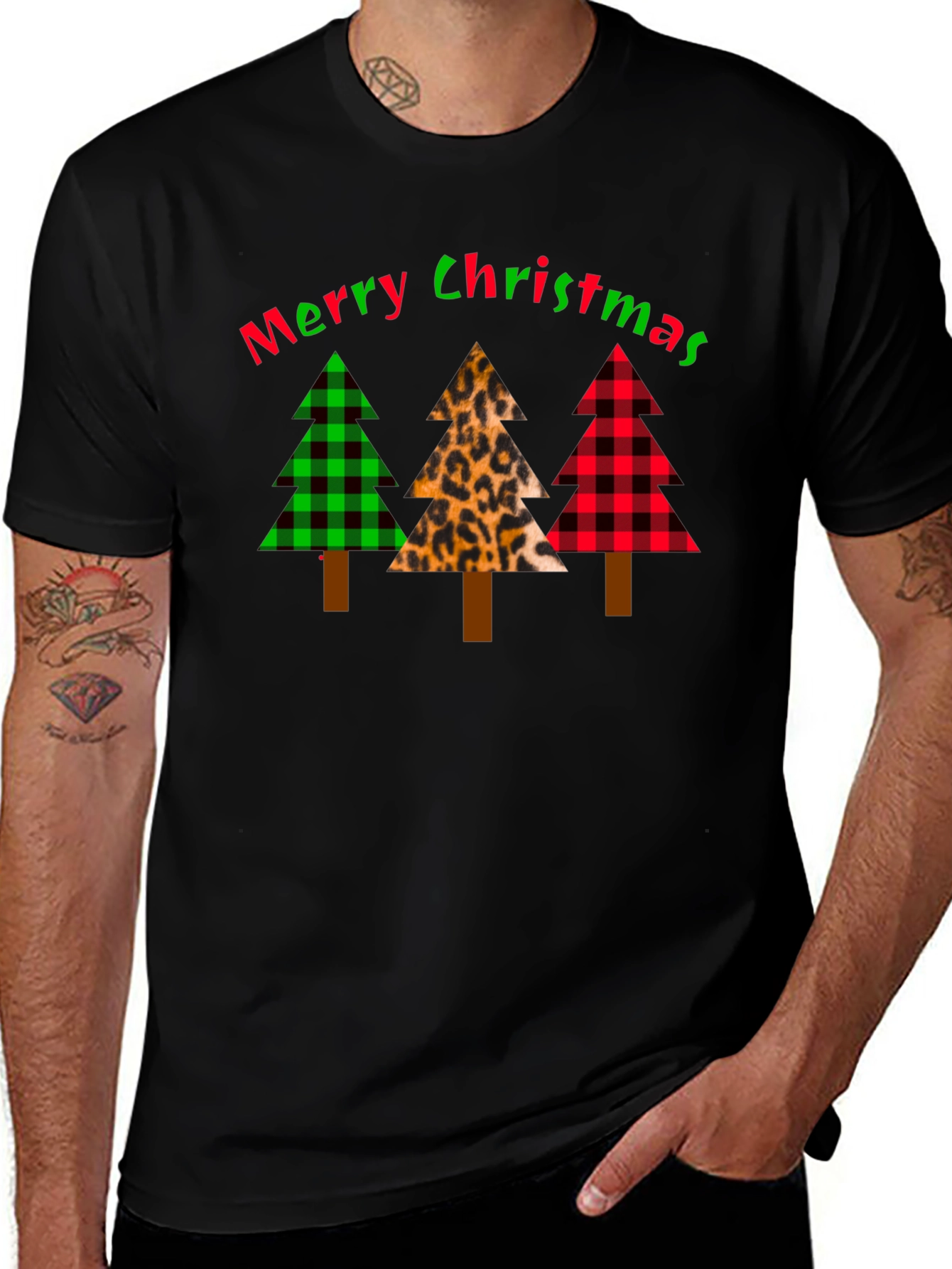 Variant 24 of Merry Christmas Tree Pattern T-Shirt