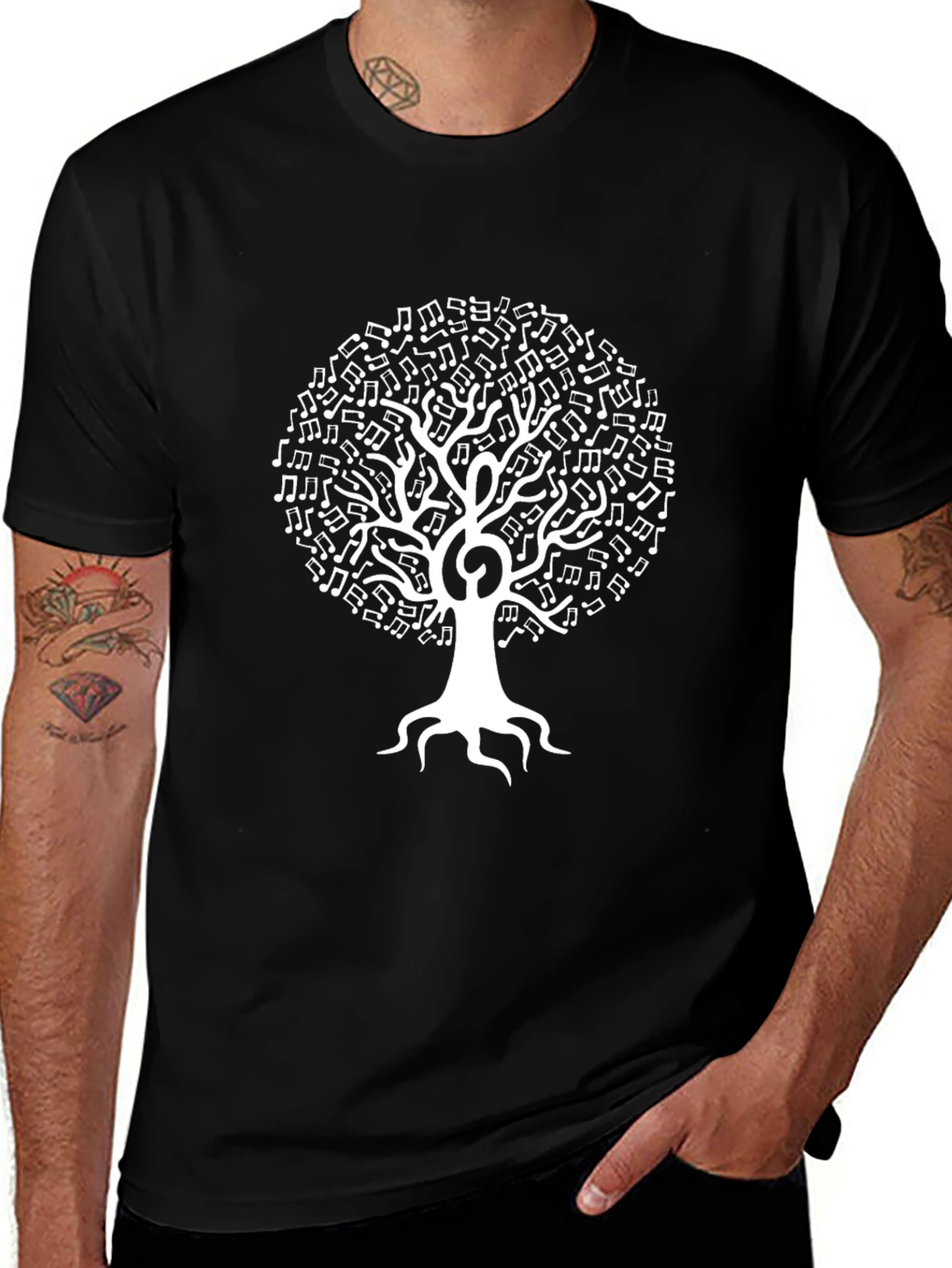 Variant 27 of Musical Tree T-Shirt - Black Cotton Blend