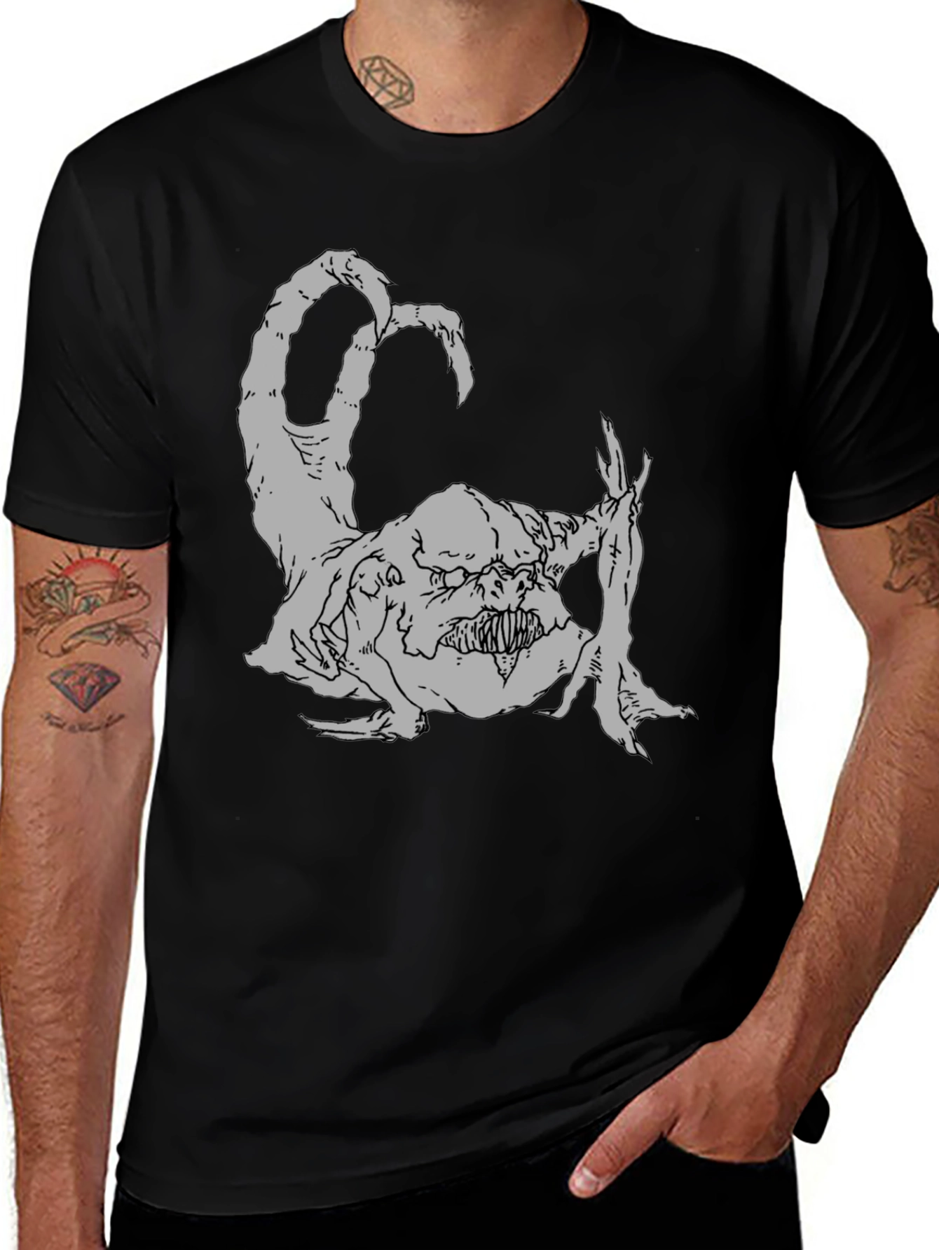 Variant 6 of Monster Graphic Tee - Black Casual T-Shirt