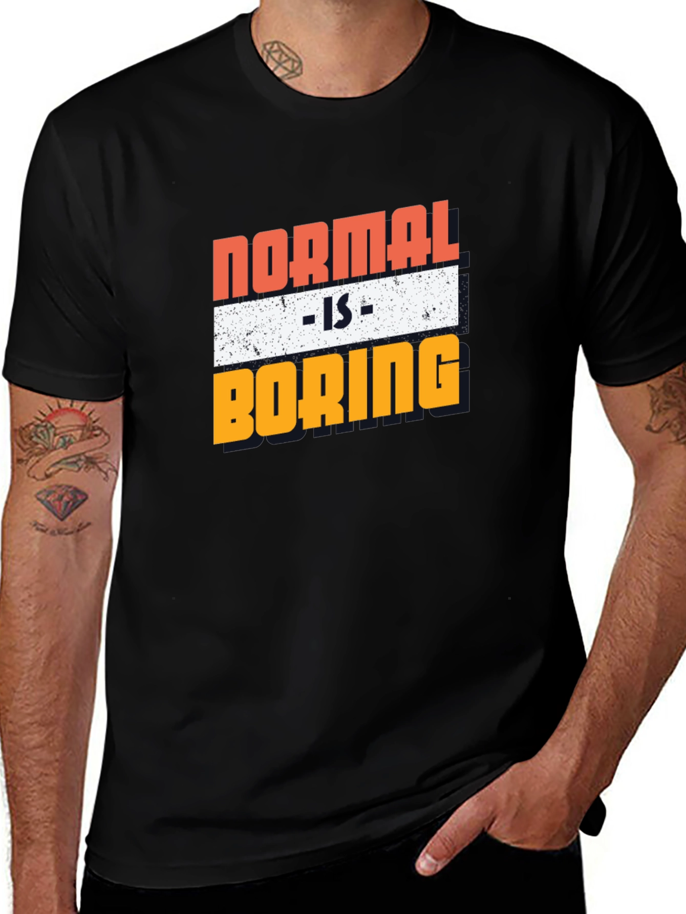 Variant 9 of Normal is Boring Graphic Tee - Men's Black T-Shirt