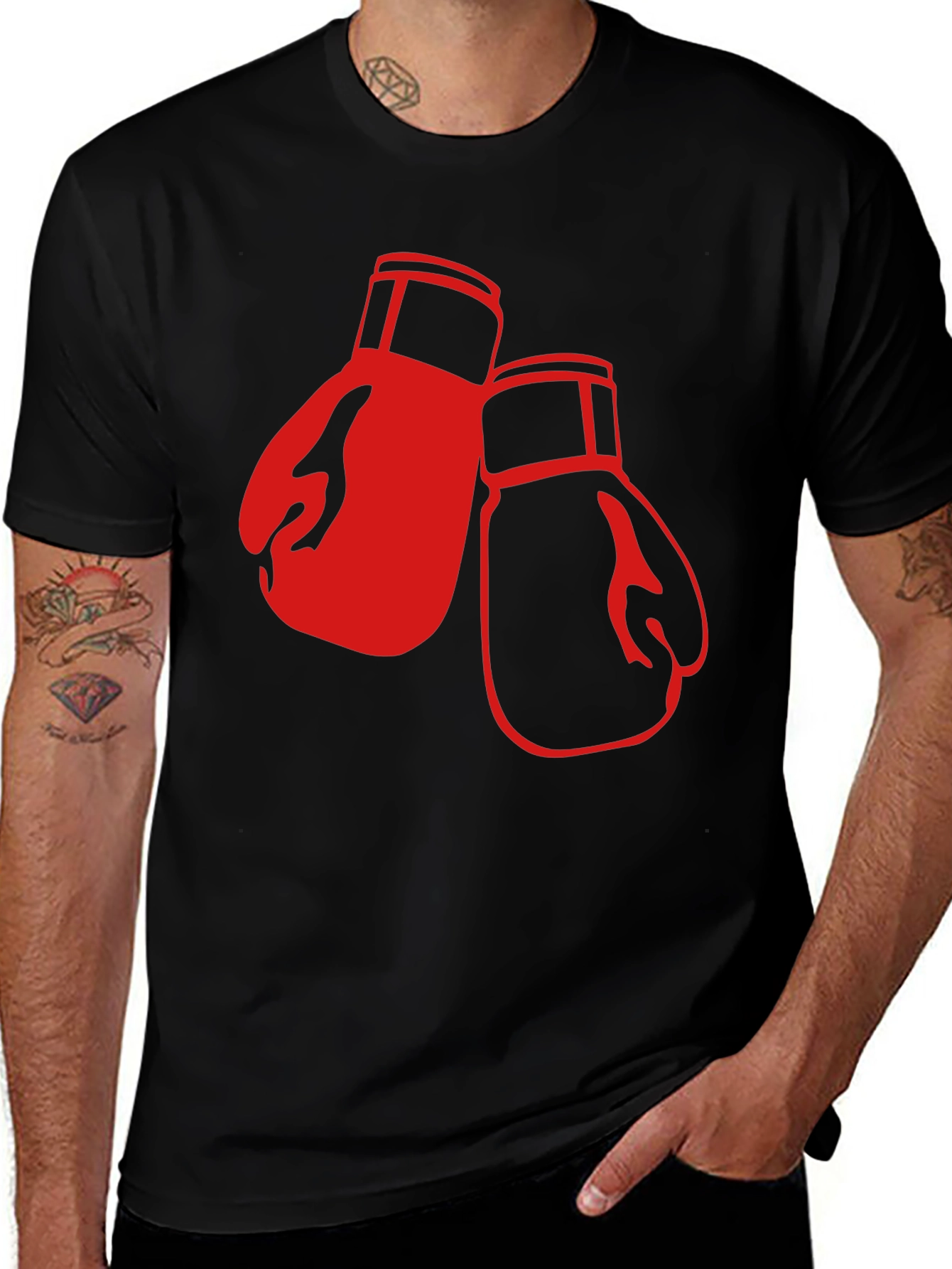 Variant 30 of Boxing Gloves Graphic T-Shirt - Black