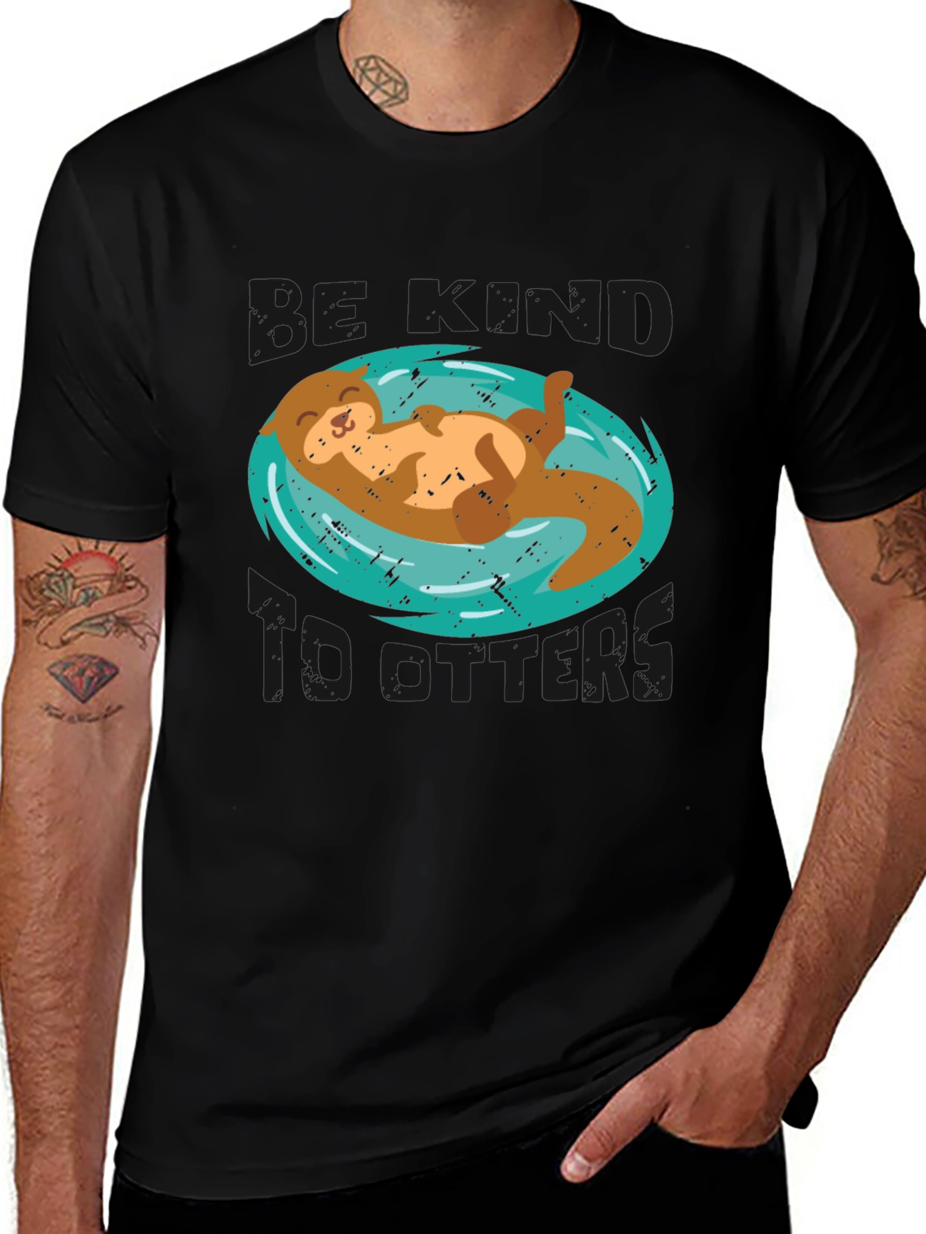 Variant 5 of Funny Otter Graphic Tee - Relaxing River Otter Design