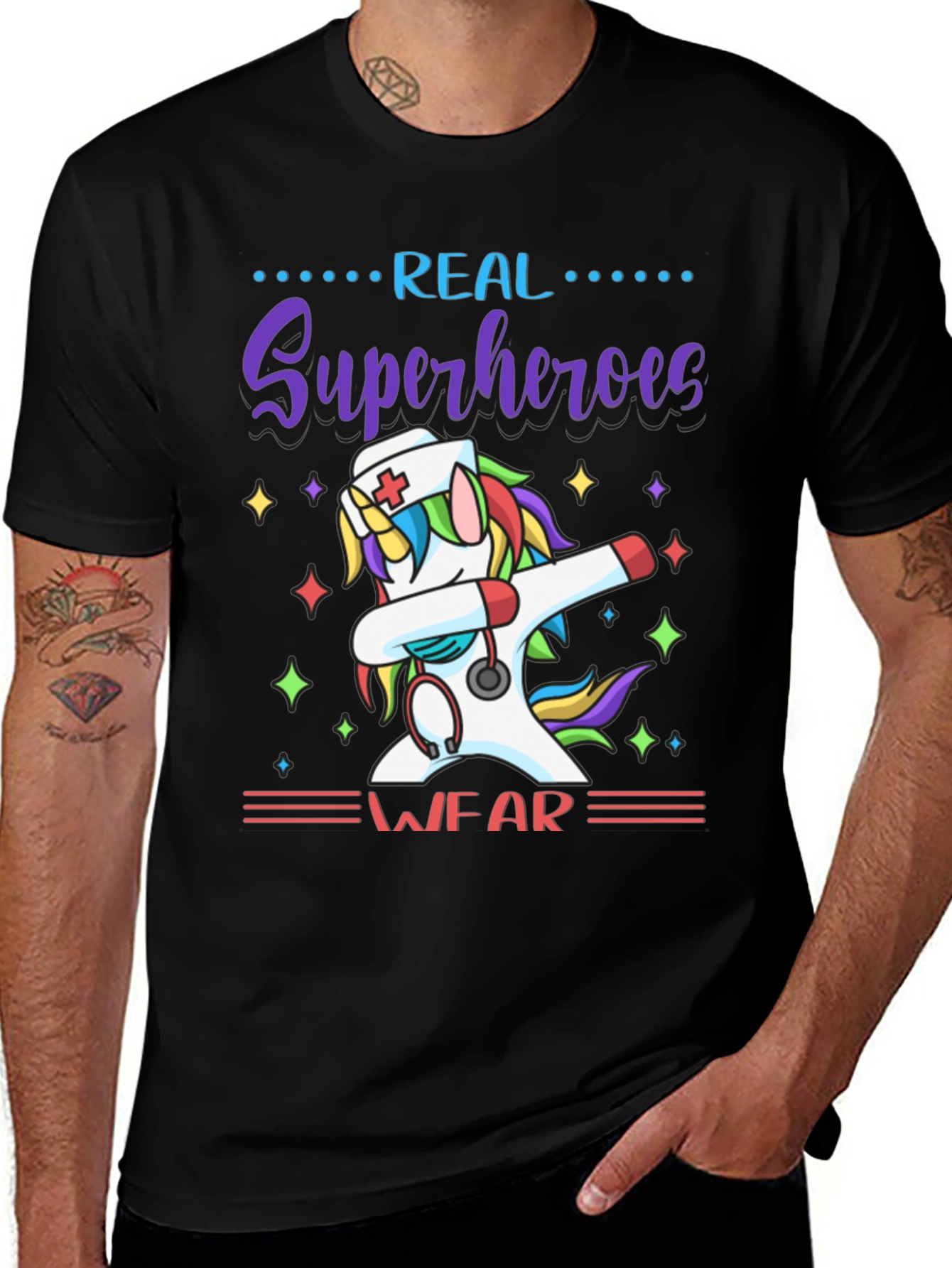 Variant 12 of Real Superheroes Wear Unicorn Nurse T-Shirt