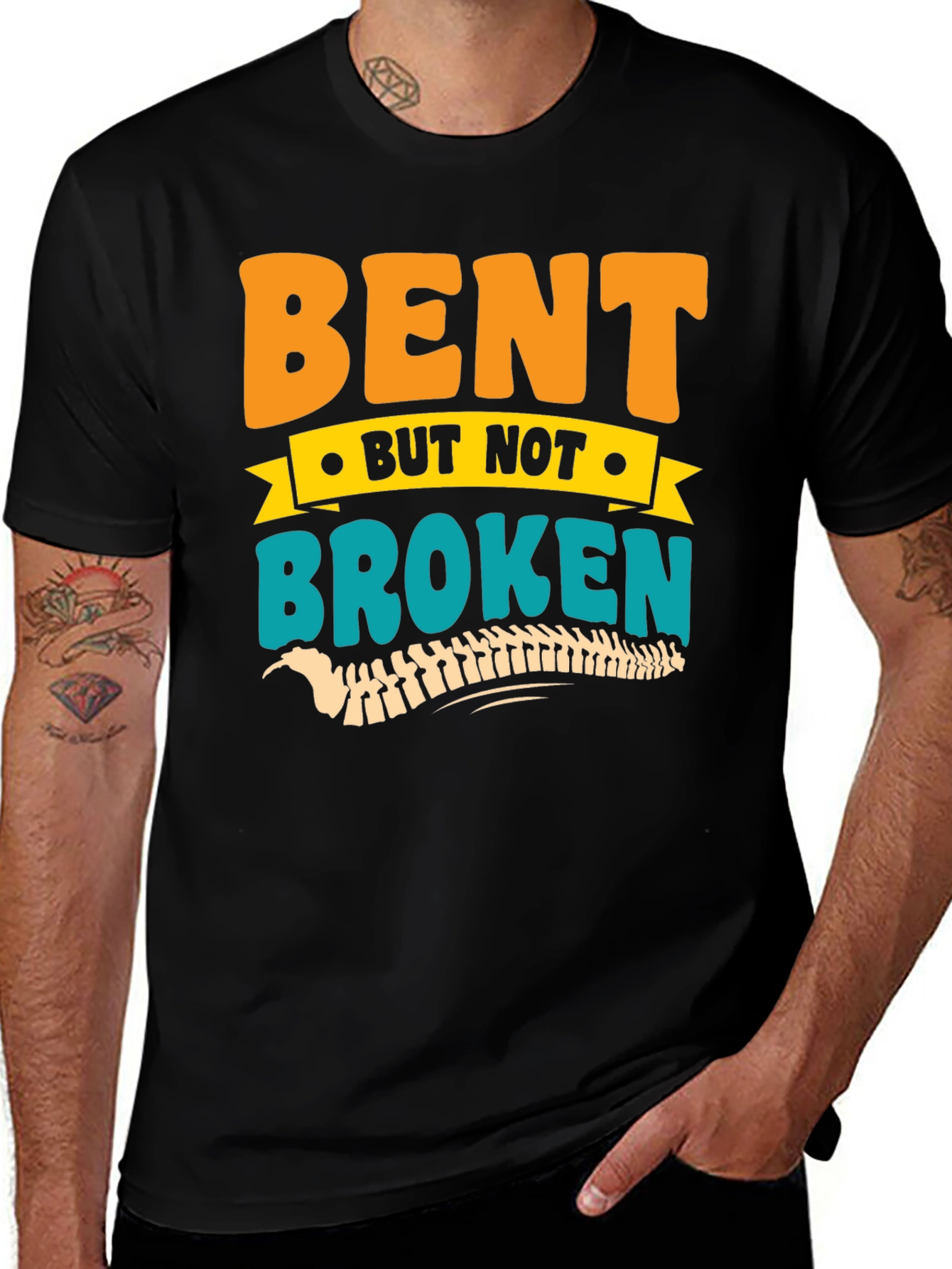 Variant 17 of Bent But Not Broken T-Shirt Spine Injury Tee