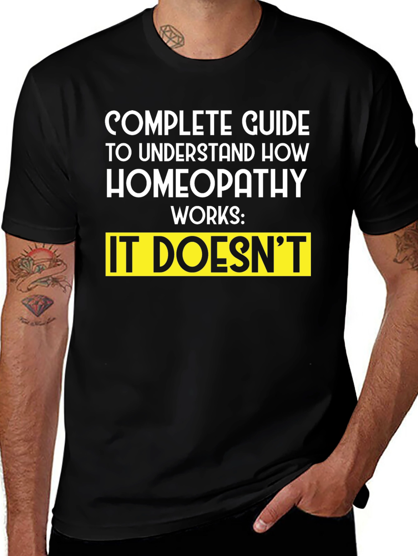 Black Homeopathy Guide T-Shirt - Funny Sarcastic Tee main image