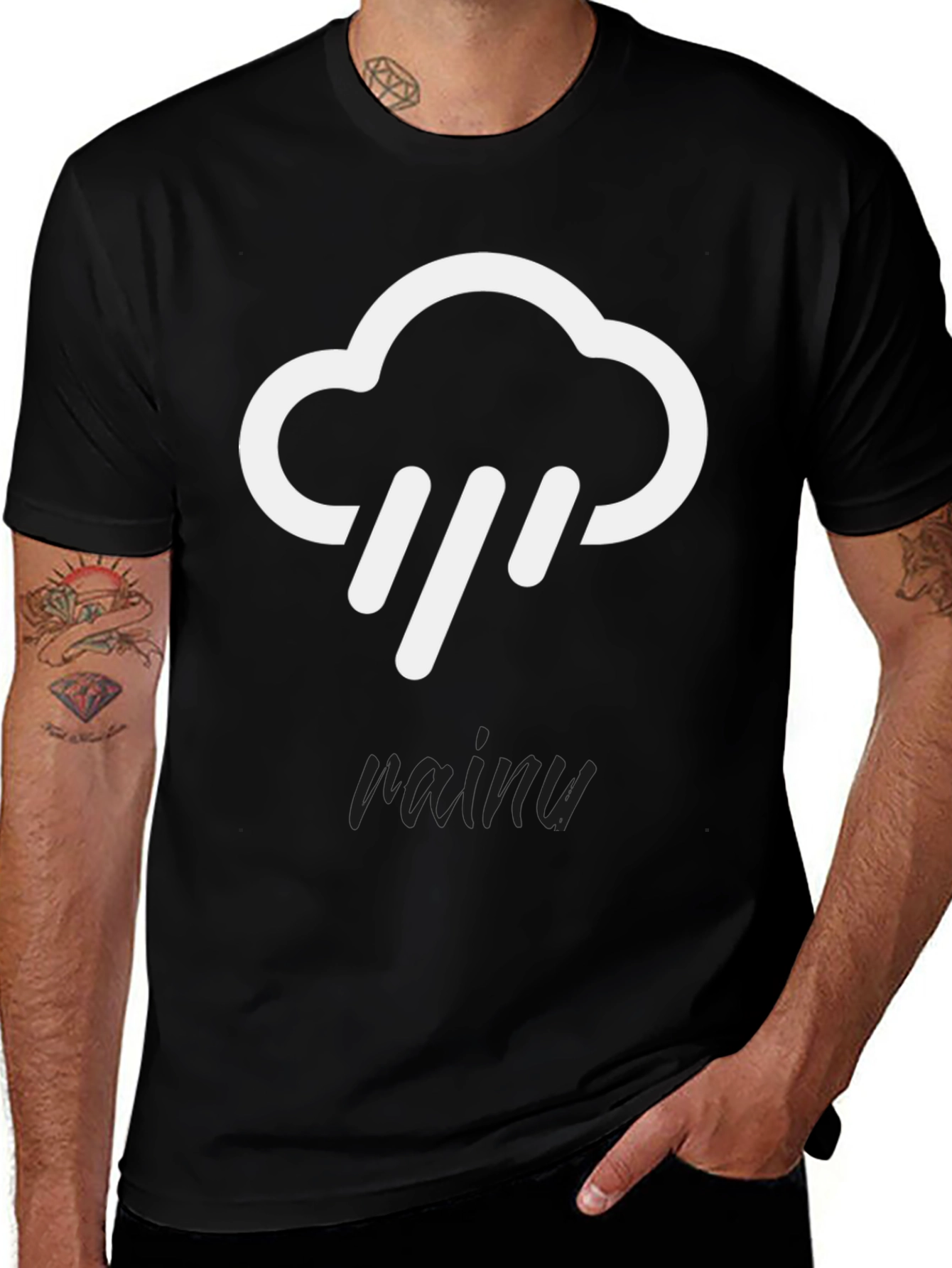 Rainy Cloud Graphic Tee - Black Cotton T-Shirt