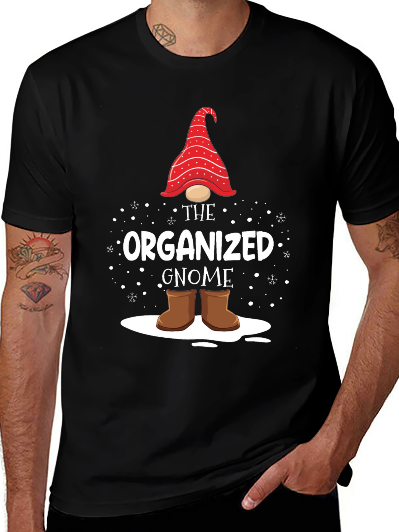 Black Organized Gnome Graphic T-Shirt main image