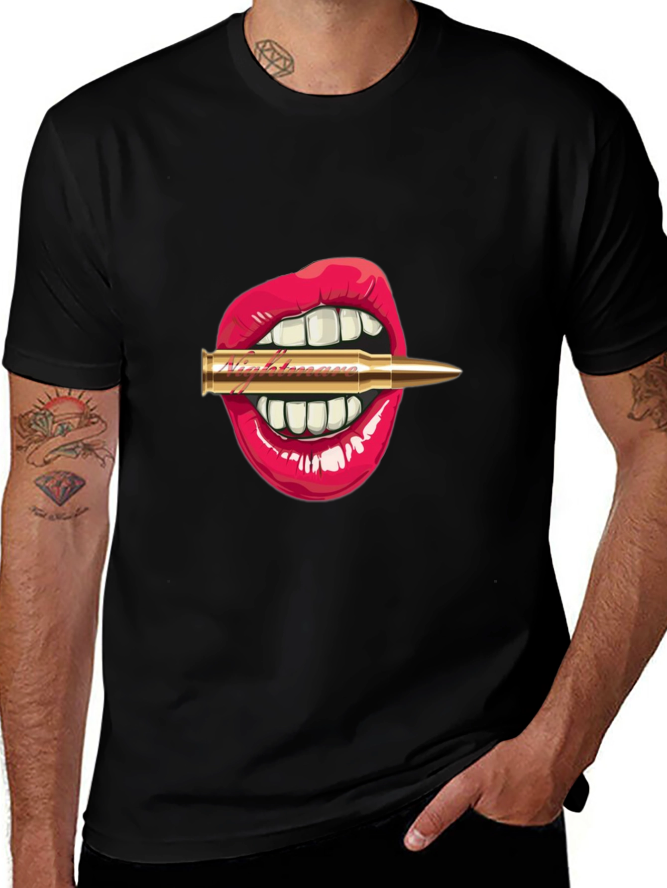 Variant 25 of Bullet Lips Graphic Tee - Edgy Streetwear