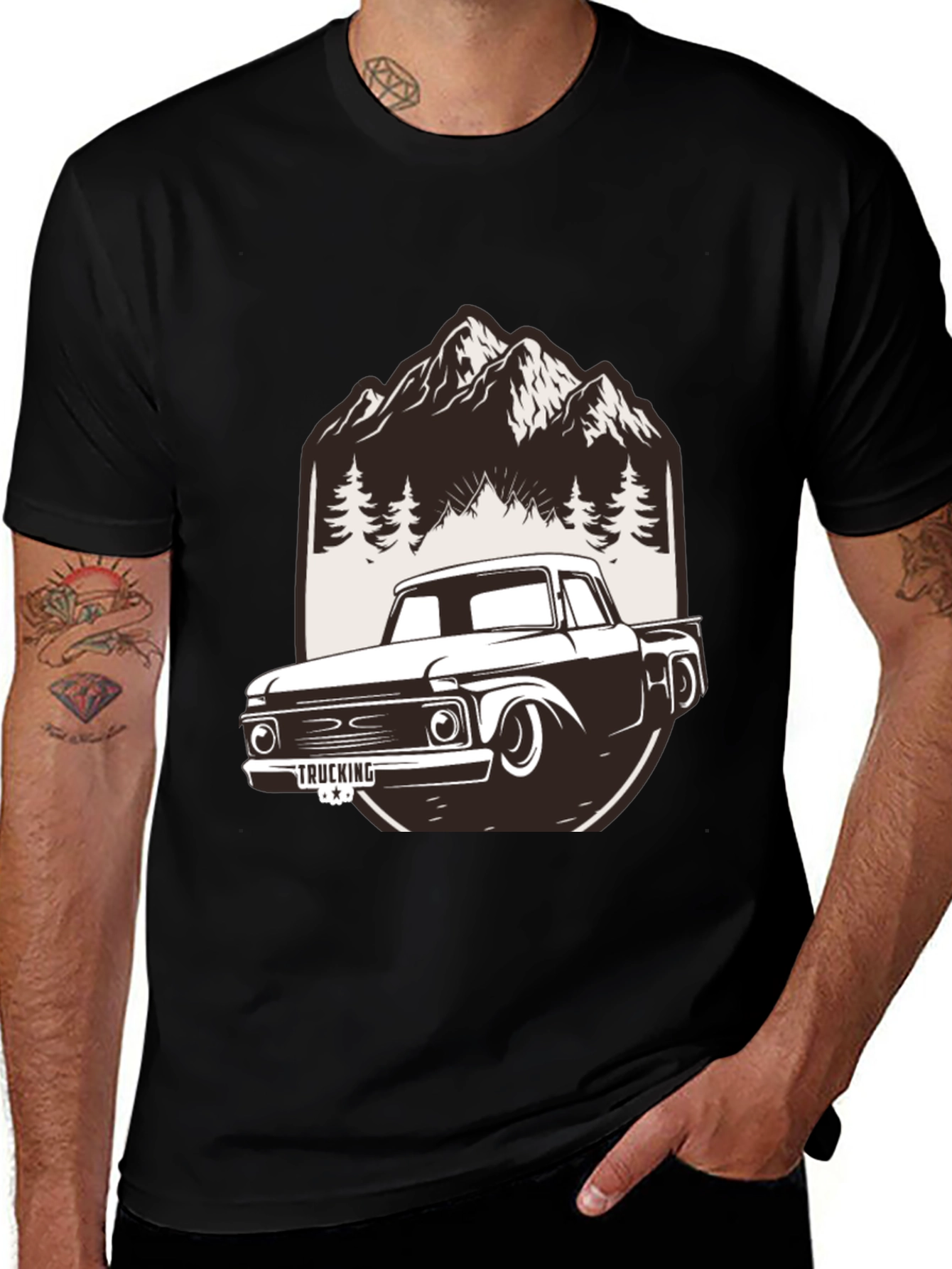 Trucking Black Graphic Tee