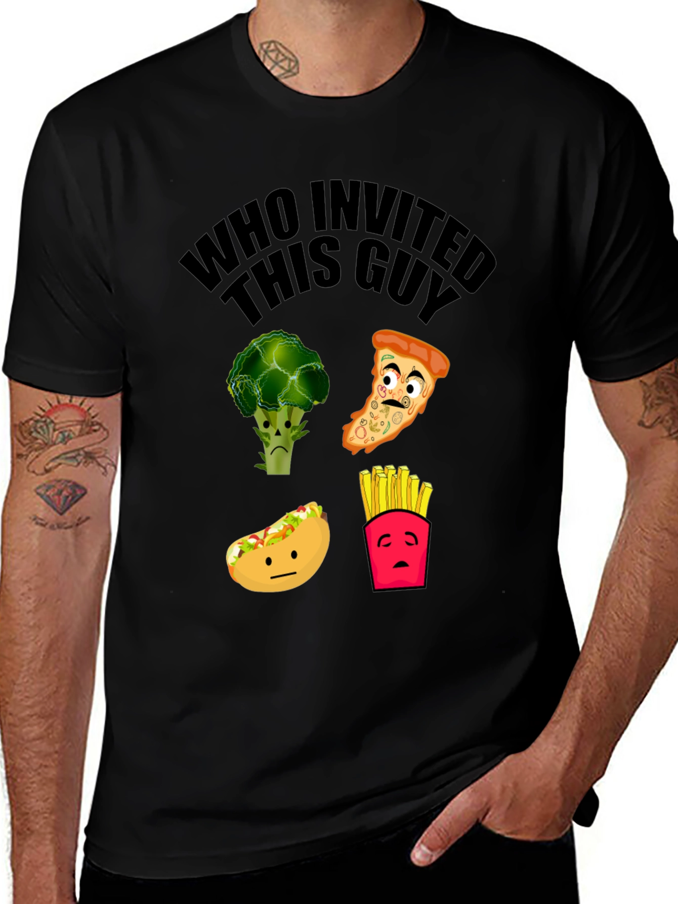 Variant 5 of Funny Food Graphic Tee - Who Invited This Guy?