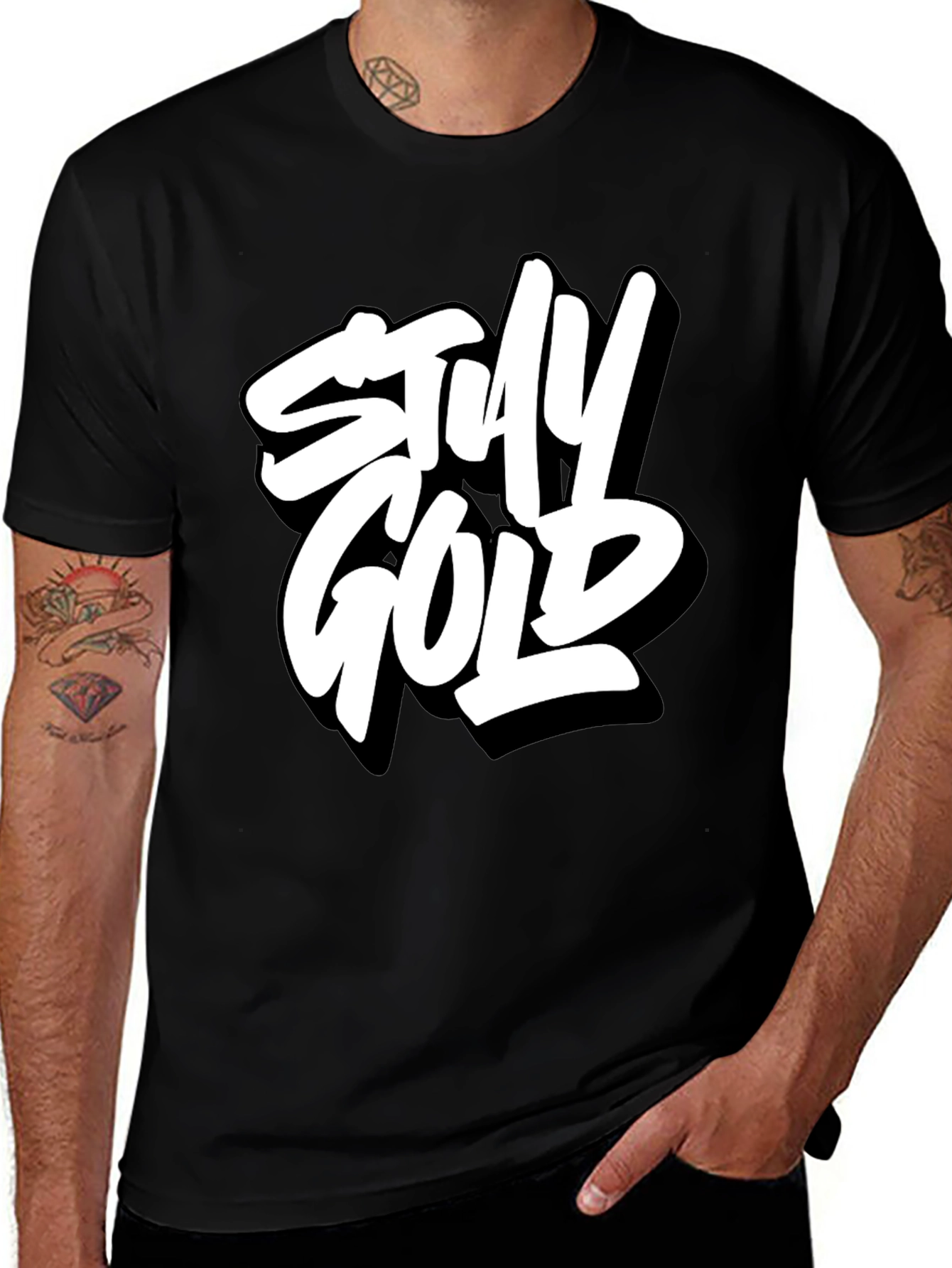 Variant 13 of Stay Gold Graphic Tee - Bold Black Cotton T-Shirt