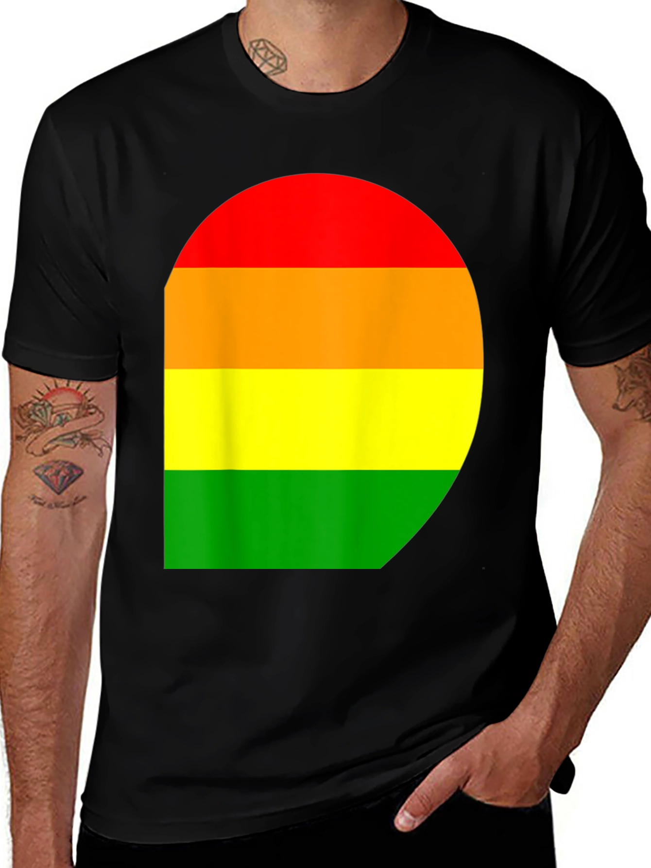 Variant 28 of Retro Striped Color Block Graphic T-Shirt