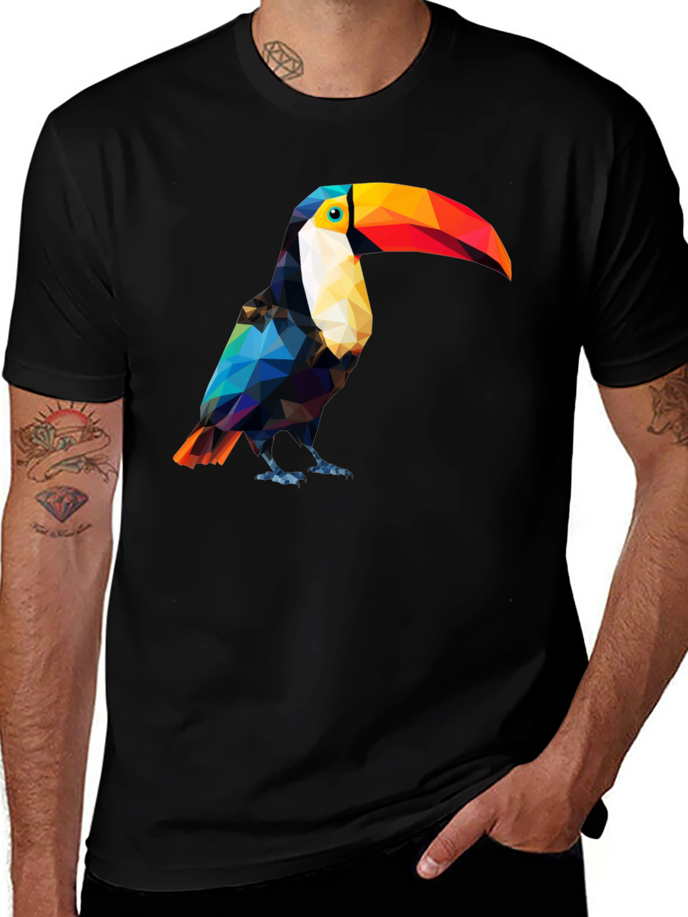 Variant 12 of Geometric Toucan Graphic Tee - Soft Cotton Blend